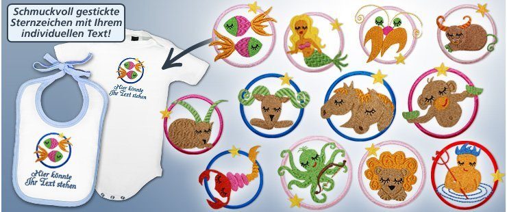 Babygeschenke mit Namen und kunstvollen Sternzeichen