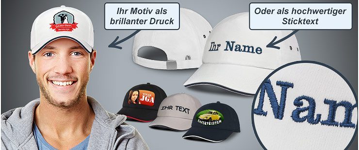 Bedruckte oder bestickte Caps für die JGA Party