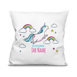 Einhorn-Kissen "Dickes Einhorn flieg!"