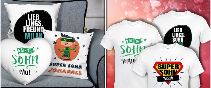 Kissen und Shirts mit Bester Sohn-Motiven