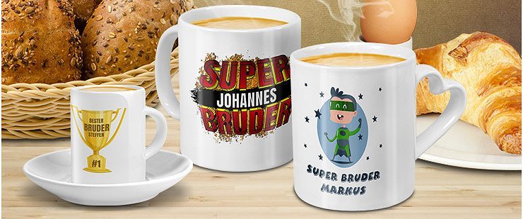 Trinkgefäße mit Bruder-Motiven