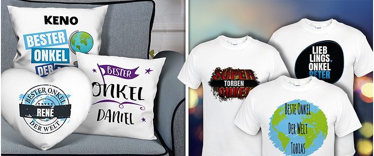 Textilien und T-Shirts mit Namen des Onkels 