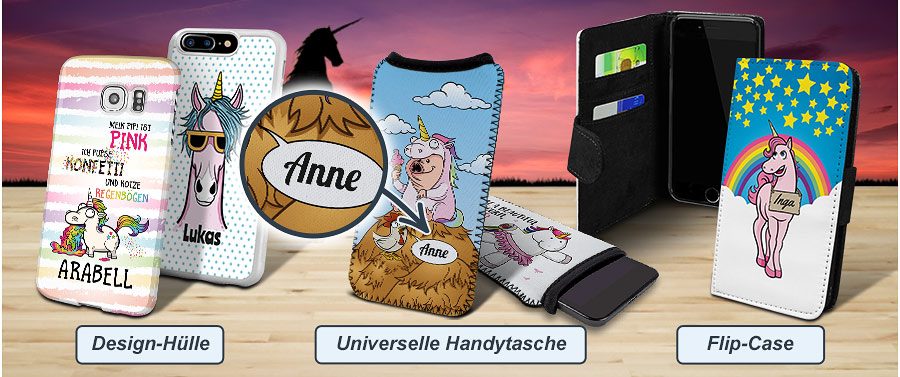 Persönliche Handyhülle mit Einhorn-Motiven