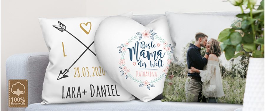 Kissen mit Foto, Namen oder Text