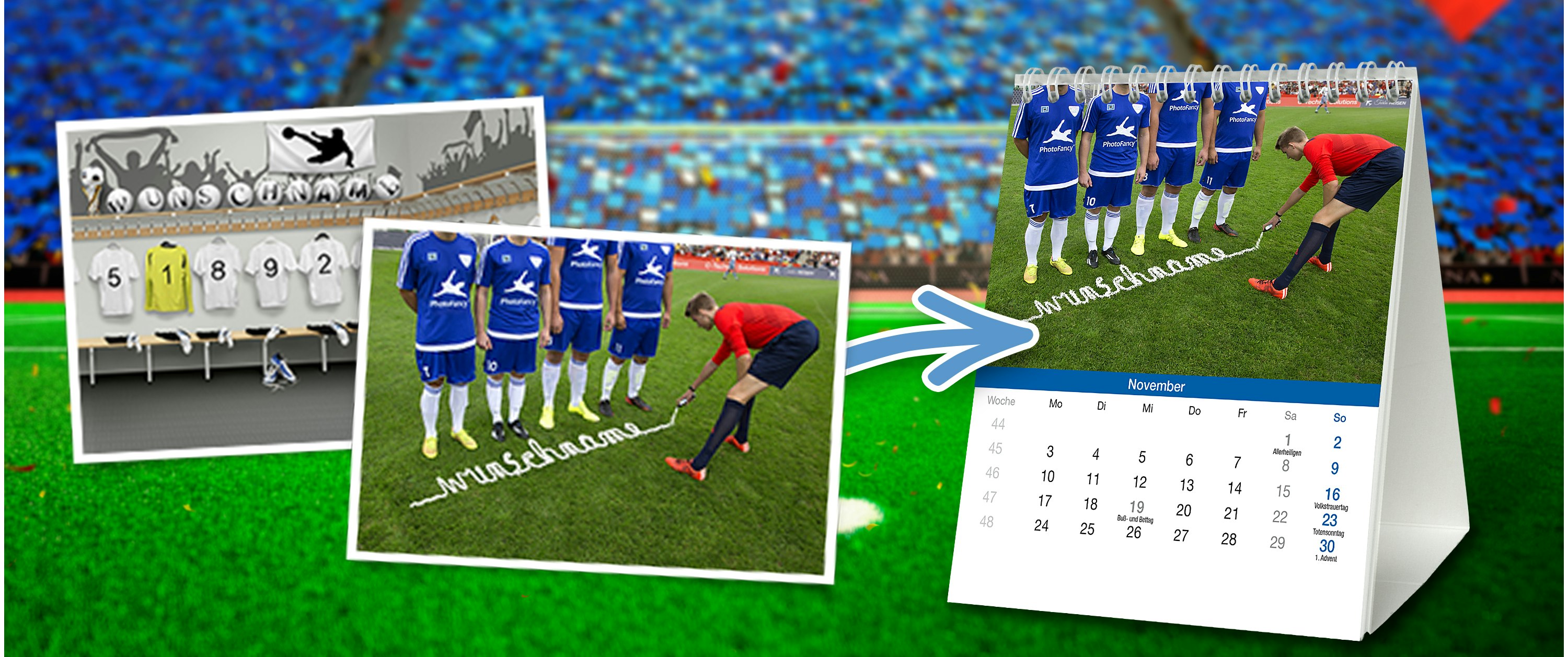Fußball-Kalender gestalten mit Namen  PrintPlanet