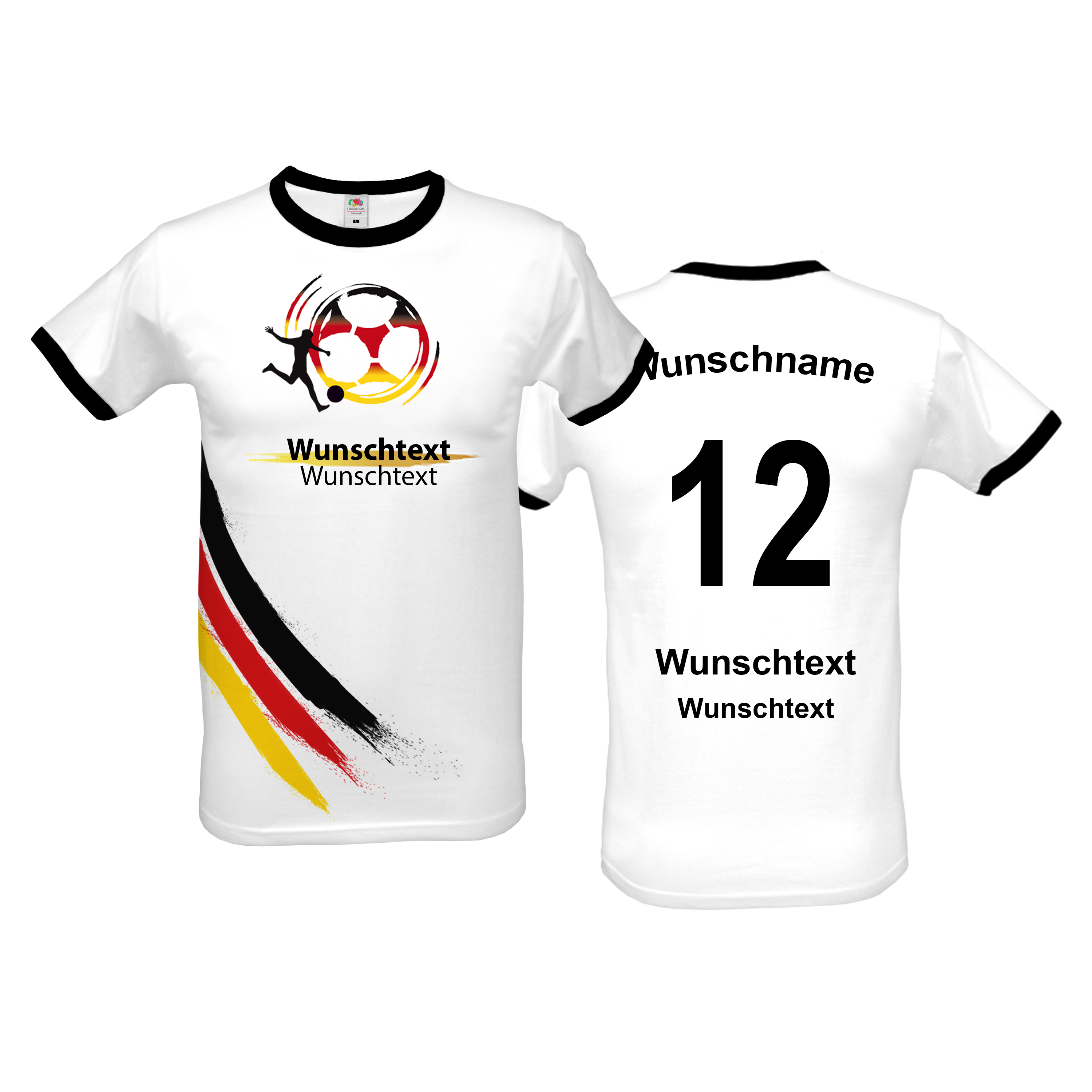 T-Shirt Fußball Herren Trikot WM/EM Deutschland Trikot mit Streifen 