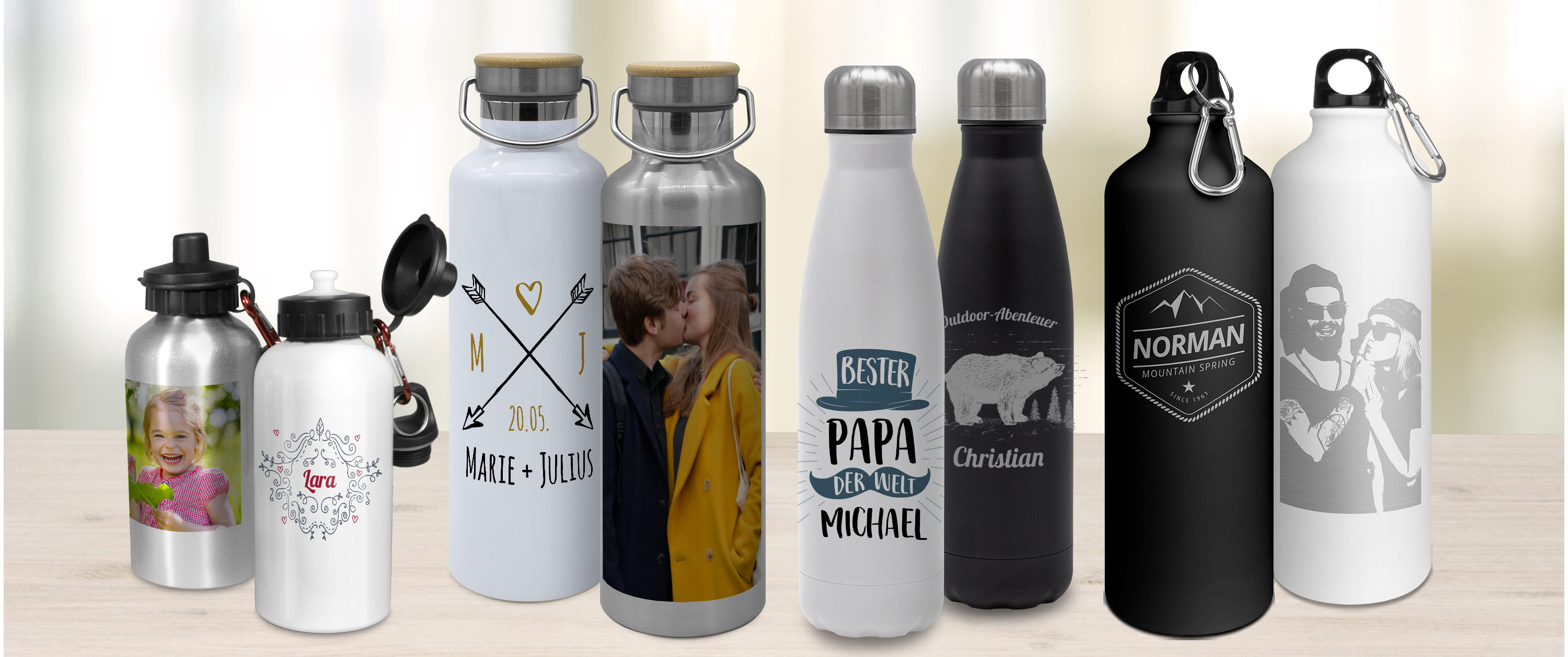 Trinkflaschen bedrucken oder gravieren