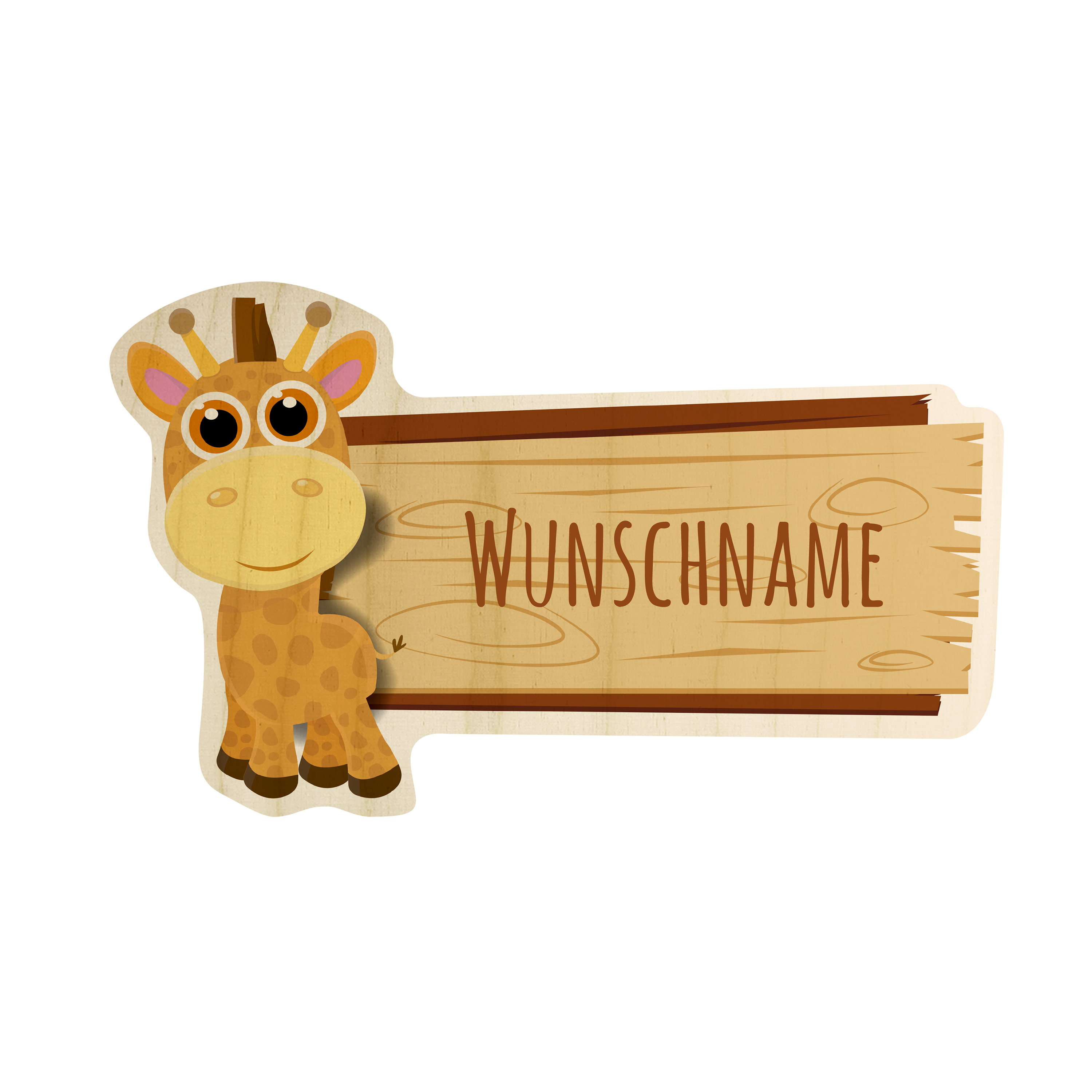 Holz-Türschild Giraffe