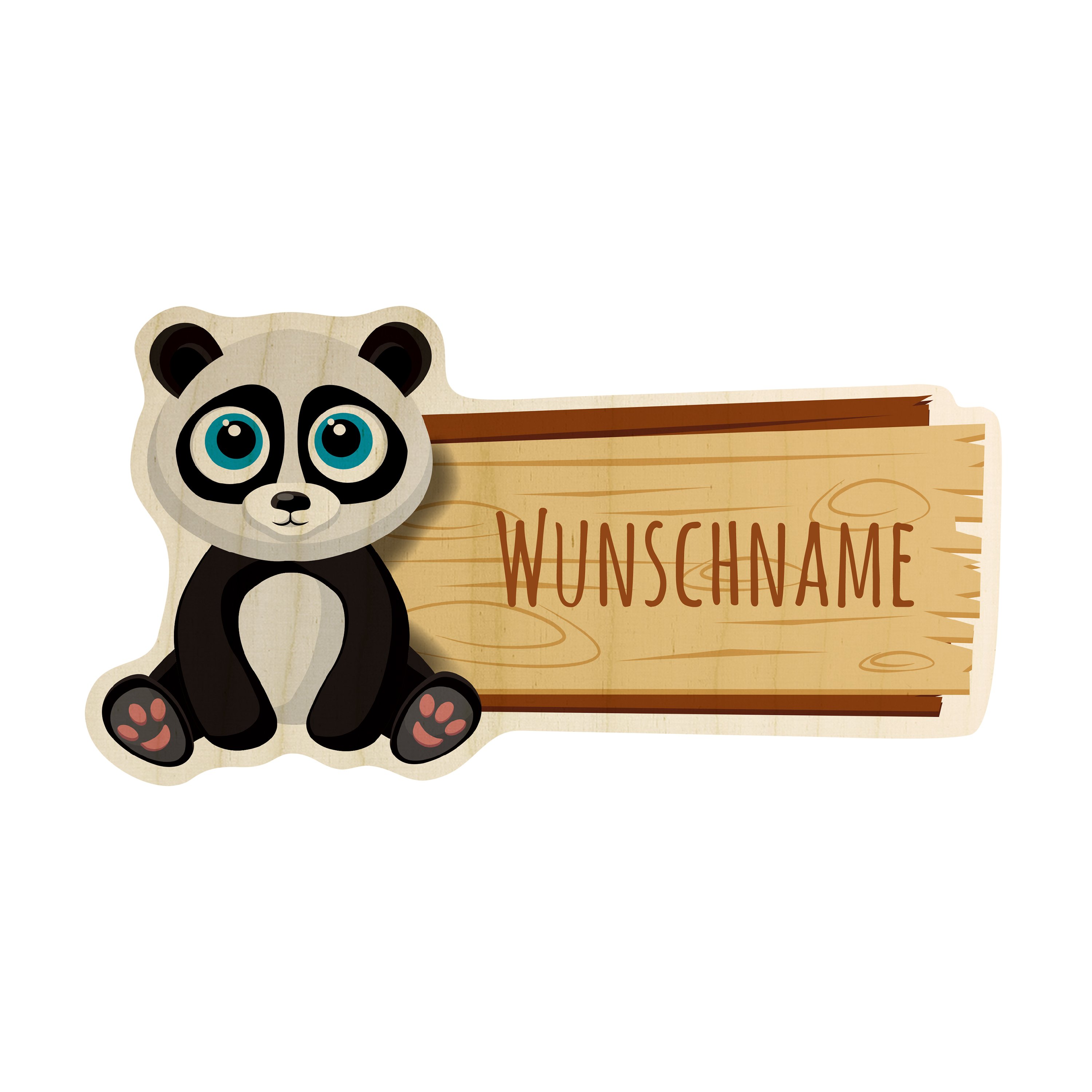 Holz-Türschild Panda