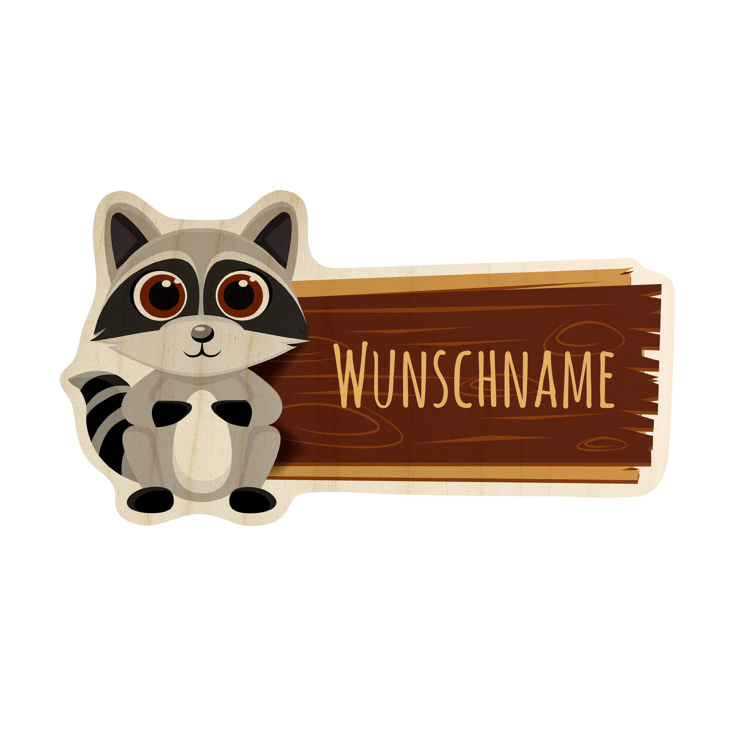 Holz-Türschild Waschbär