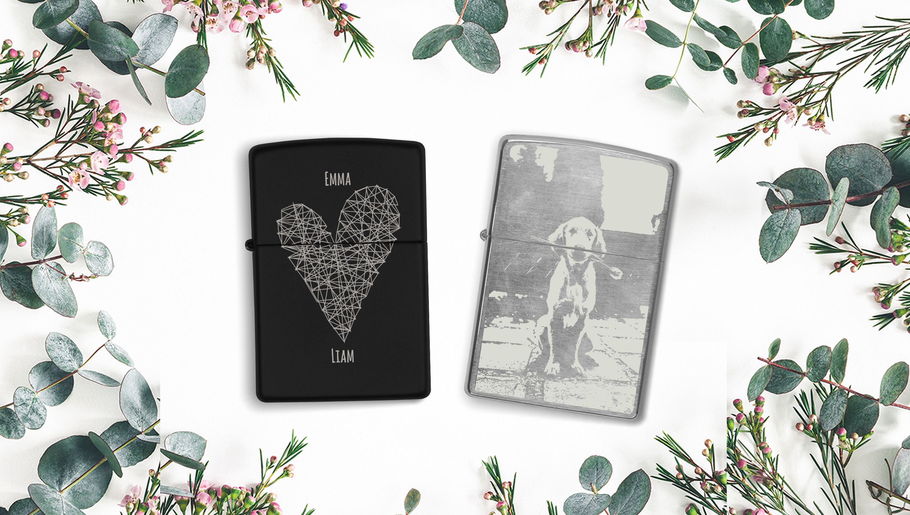 Zippo mit Fotogravur in Schwarz oder Silber