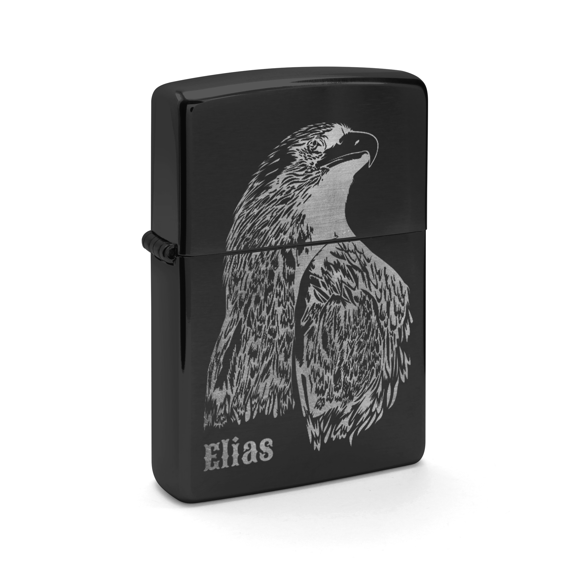 Zippo mit Gravur Schwarz/Silber