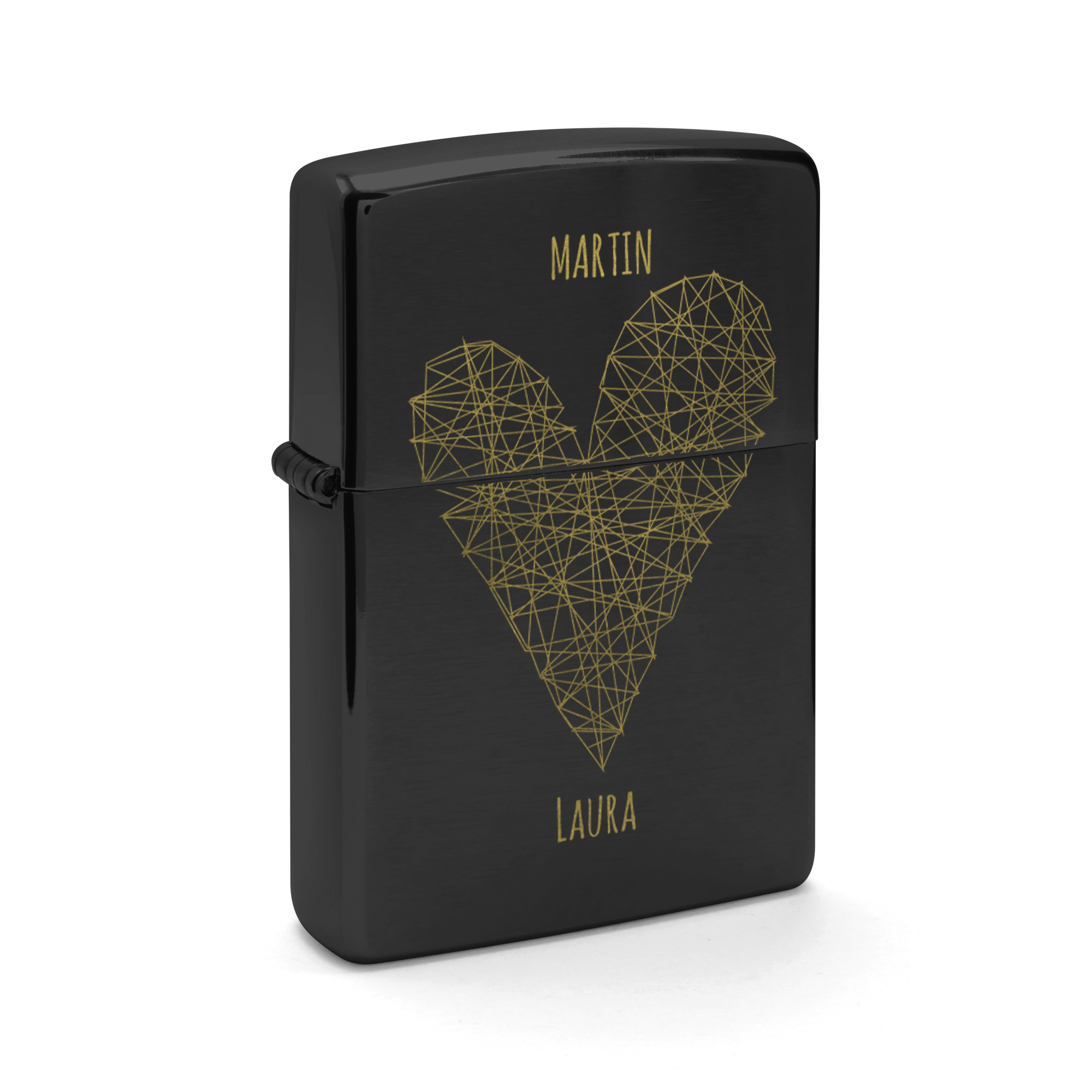 Zippo mit Gravur Schwarz/Messing