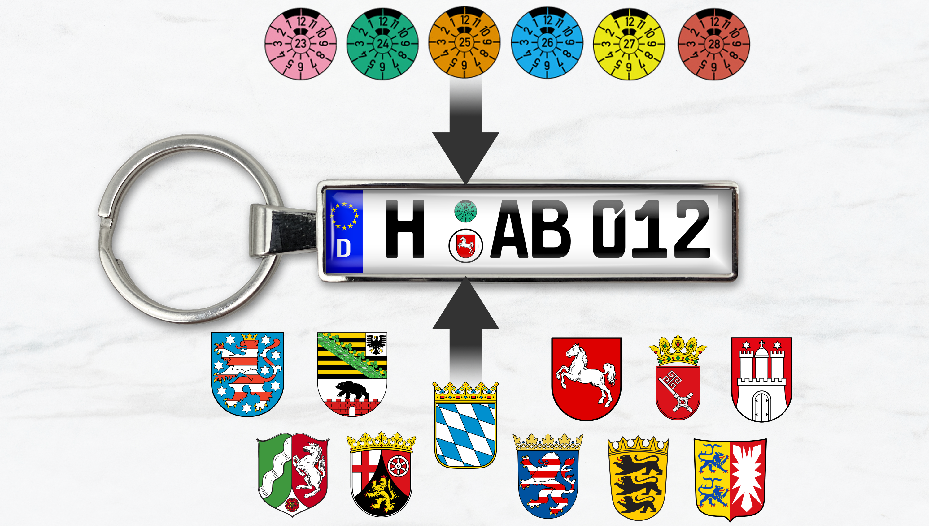 Kennzeichen Schlüsselanhänger KFZ Nummernschild Anhänger Auto 18