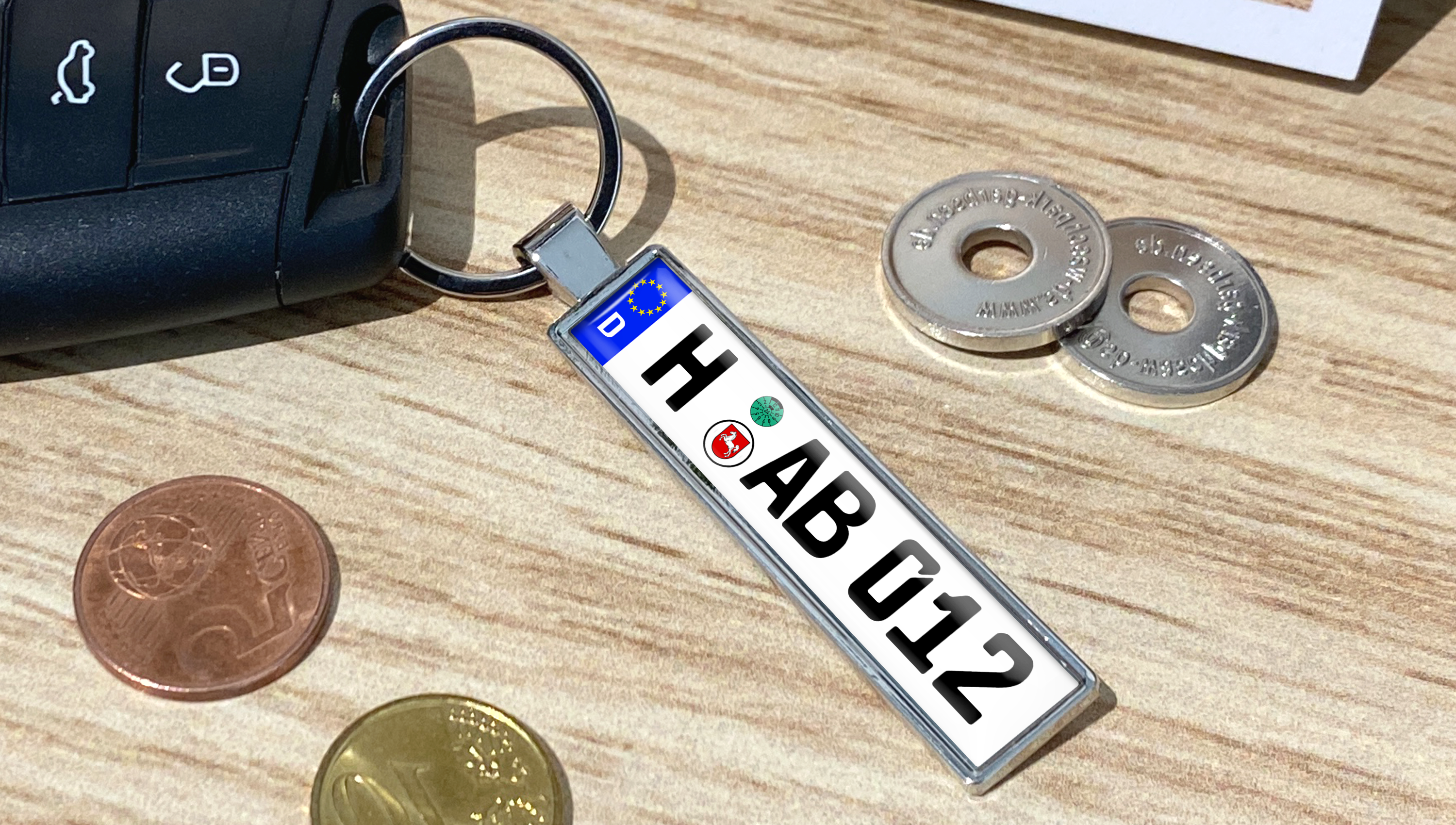 Personalisierte Nummernschild Schlüsselanhänger Auto Schlüsselanhänger  Europäisches Mini Nummernschild - .de