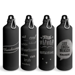 Trinkflasche Gravur Schwarz