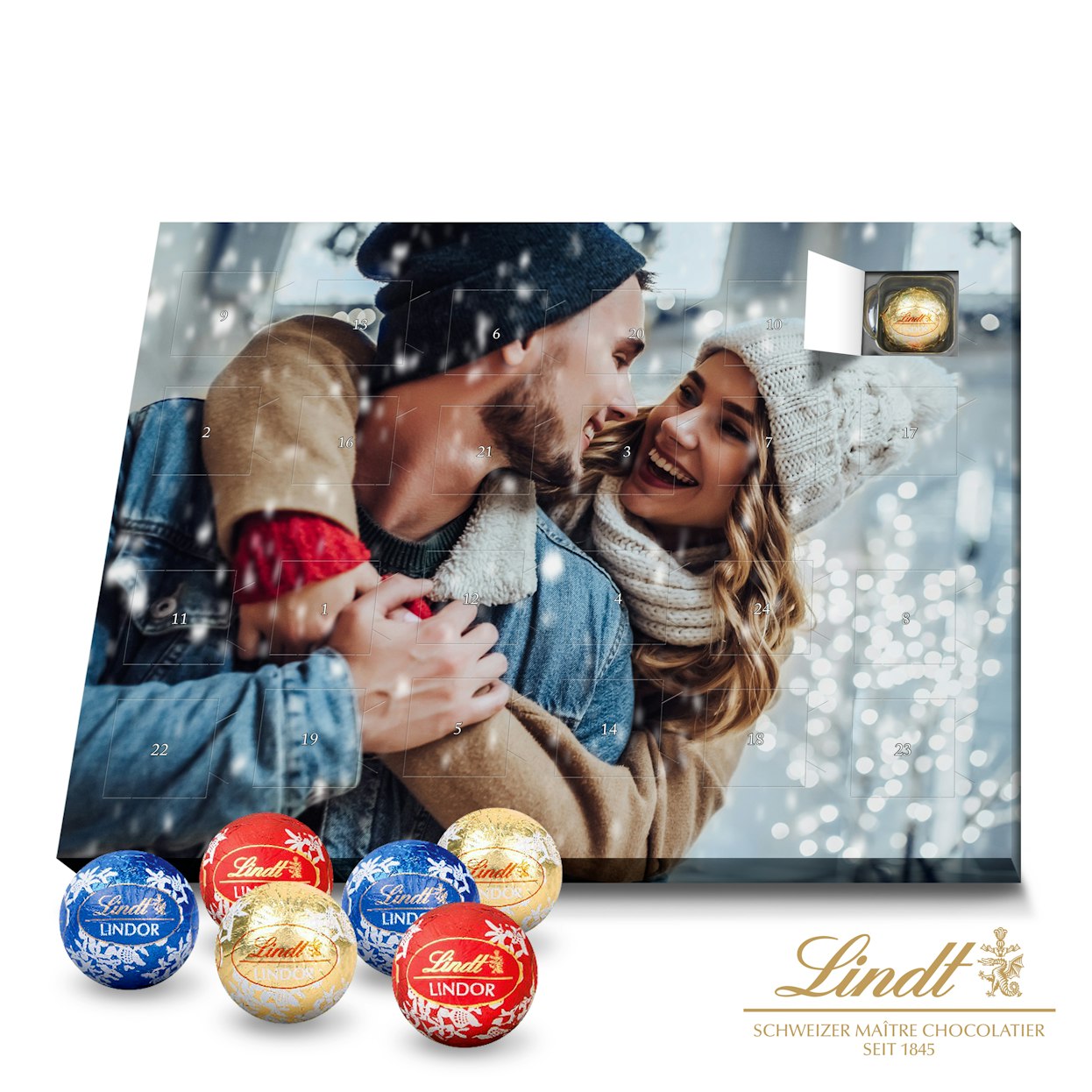 Lindt LINDOR Adventskalender mit Foto bedrucken