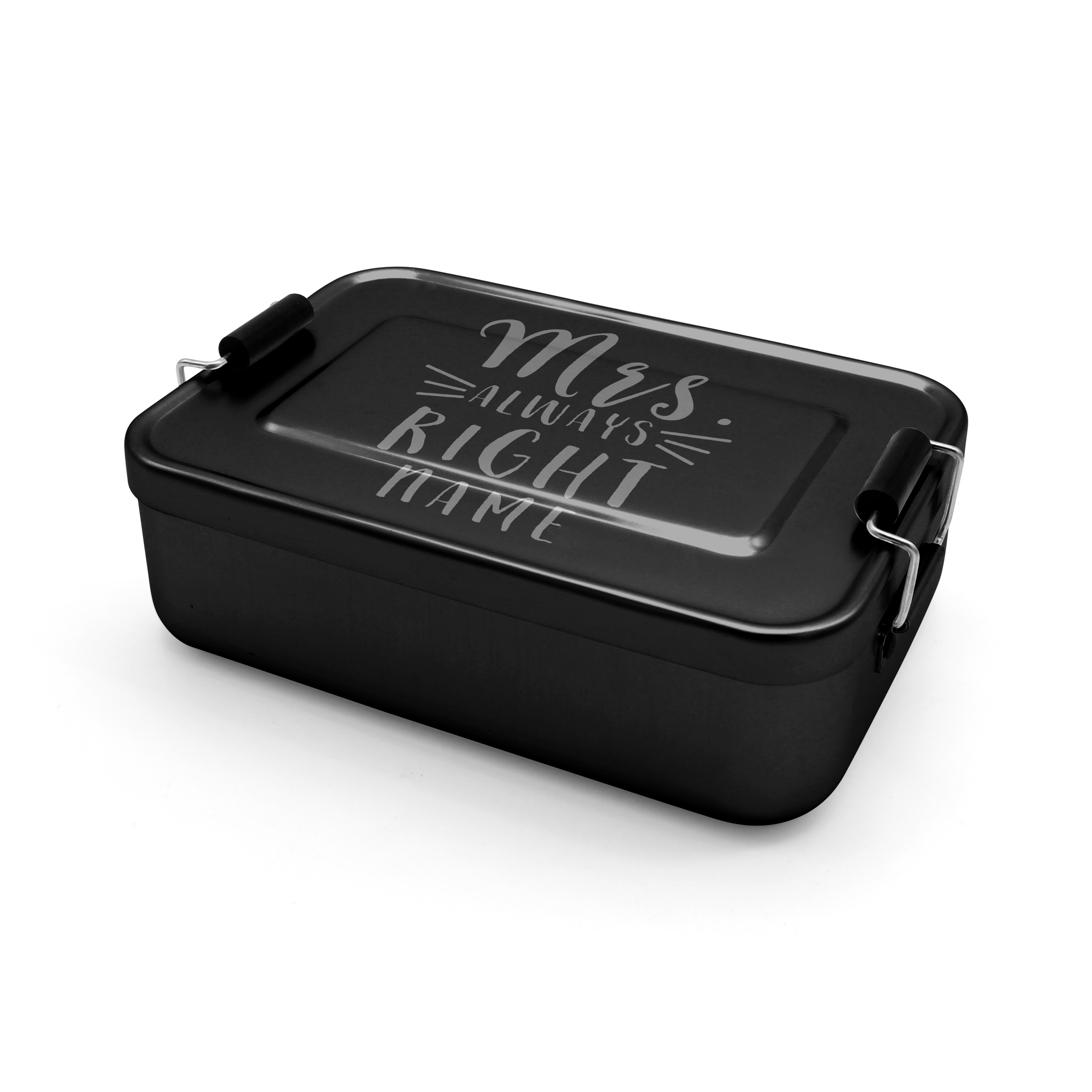 Alu-Brotdose in schwarz mit Namen