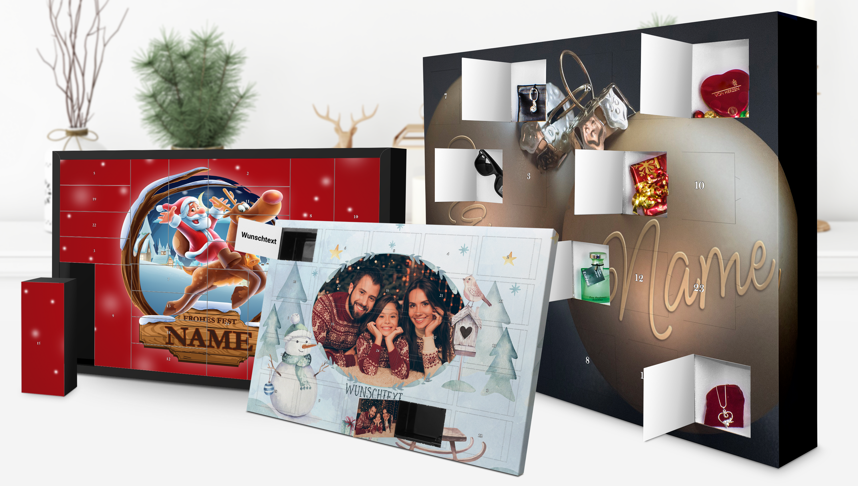 Selbstbefüllbare Adventskalender mit Namensmotiv