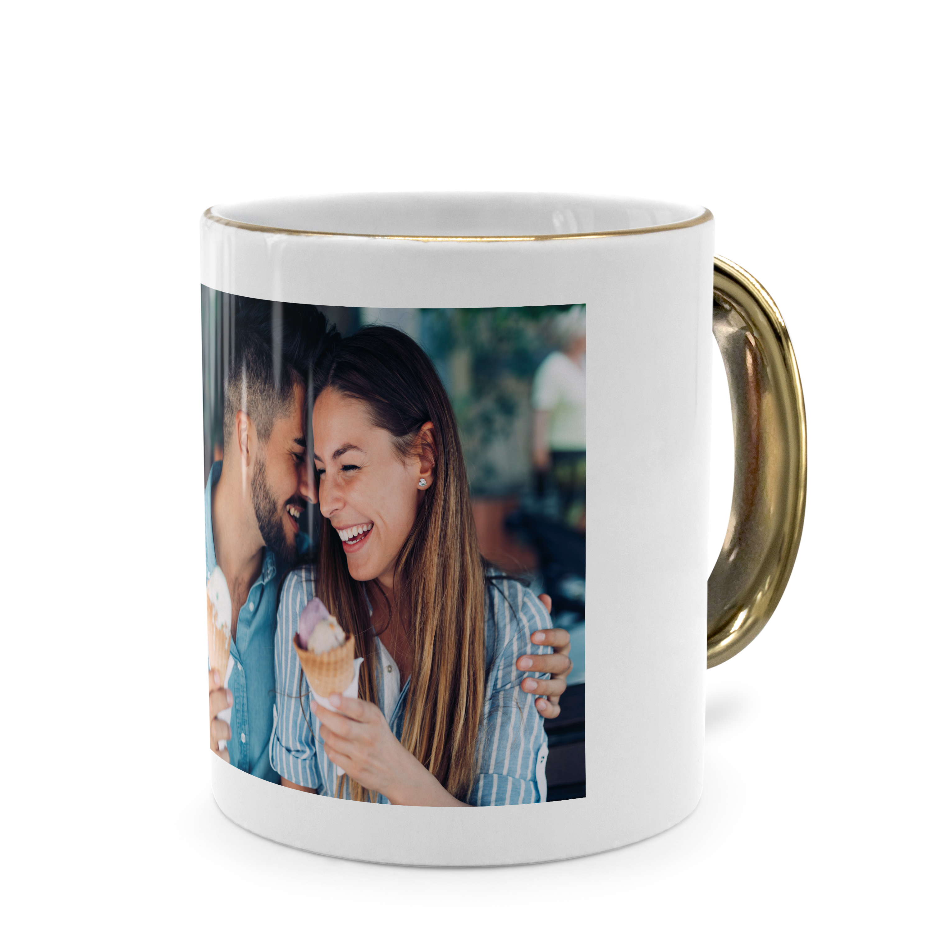 Kaffeebecher goldener Henkel