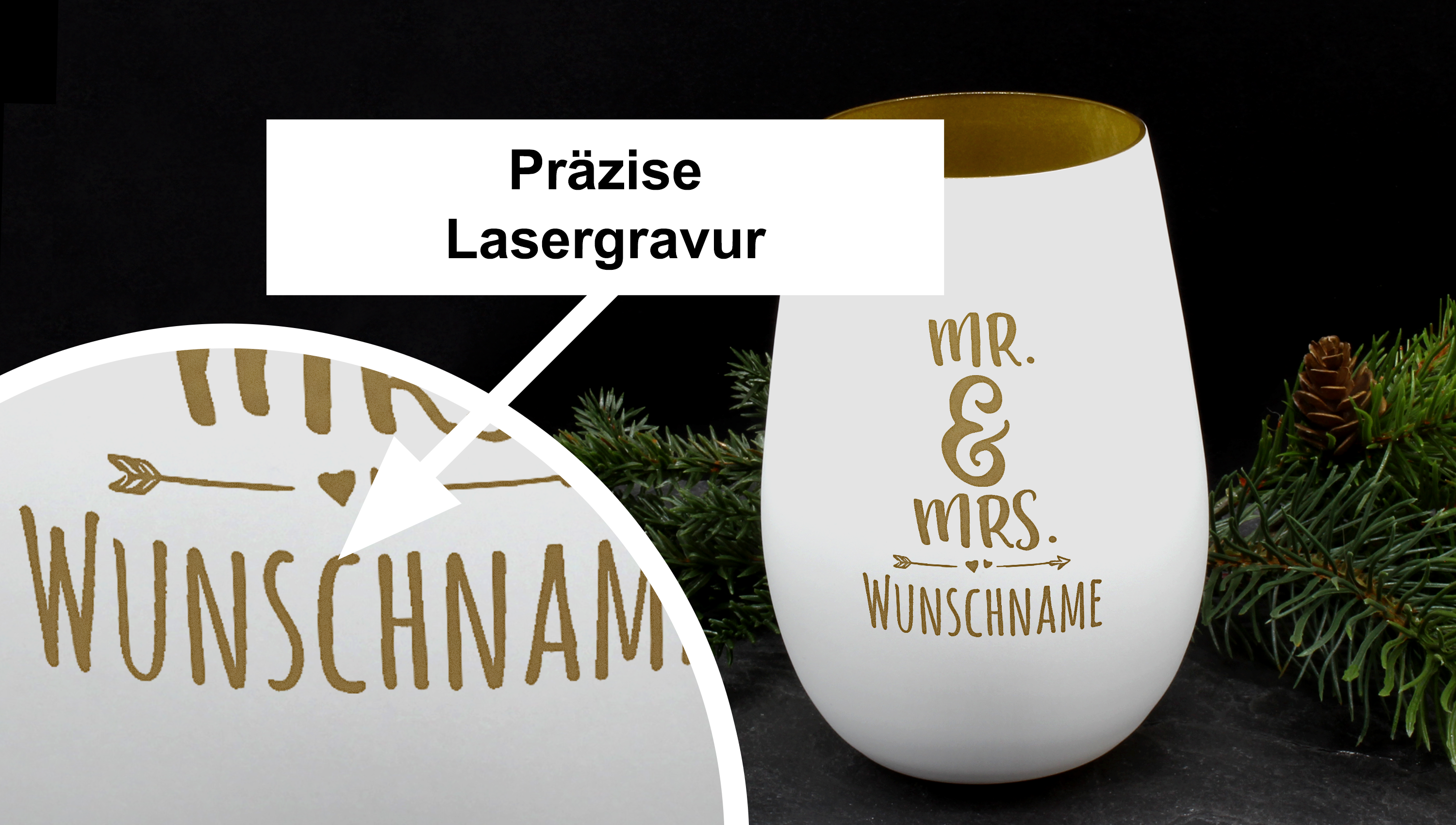 Windlicht mit Gravur
