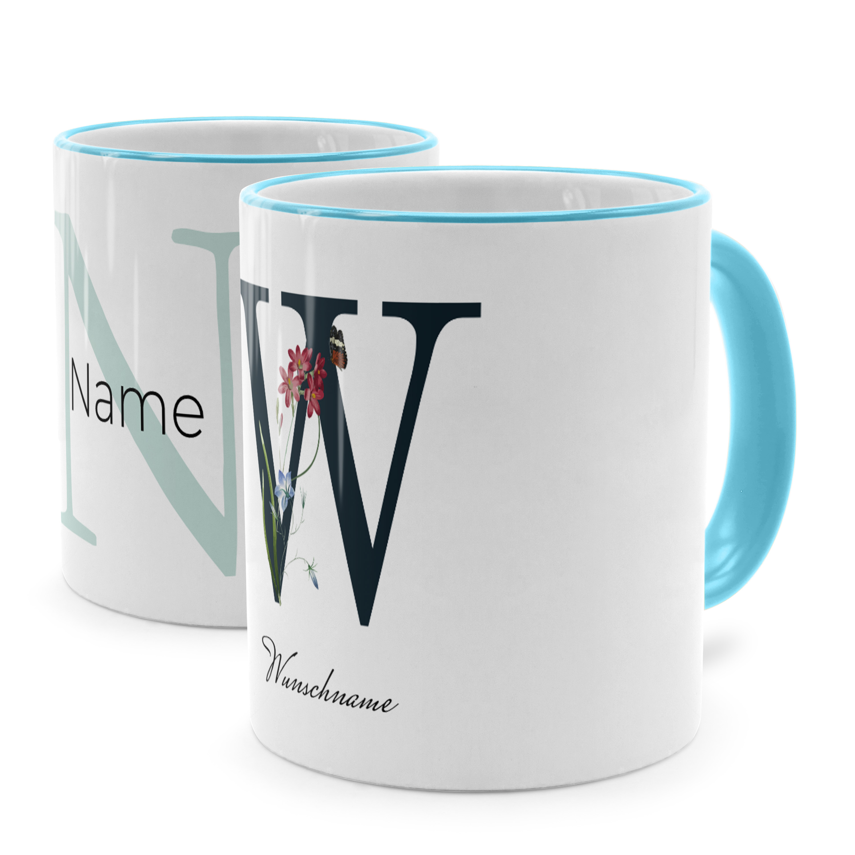 Initialen Tasse Hellblau