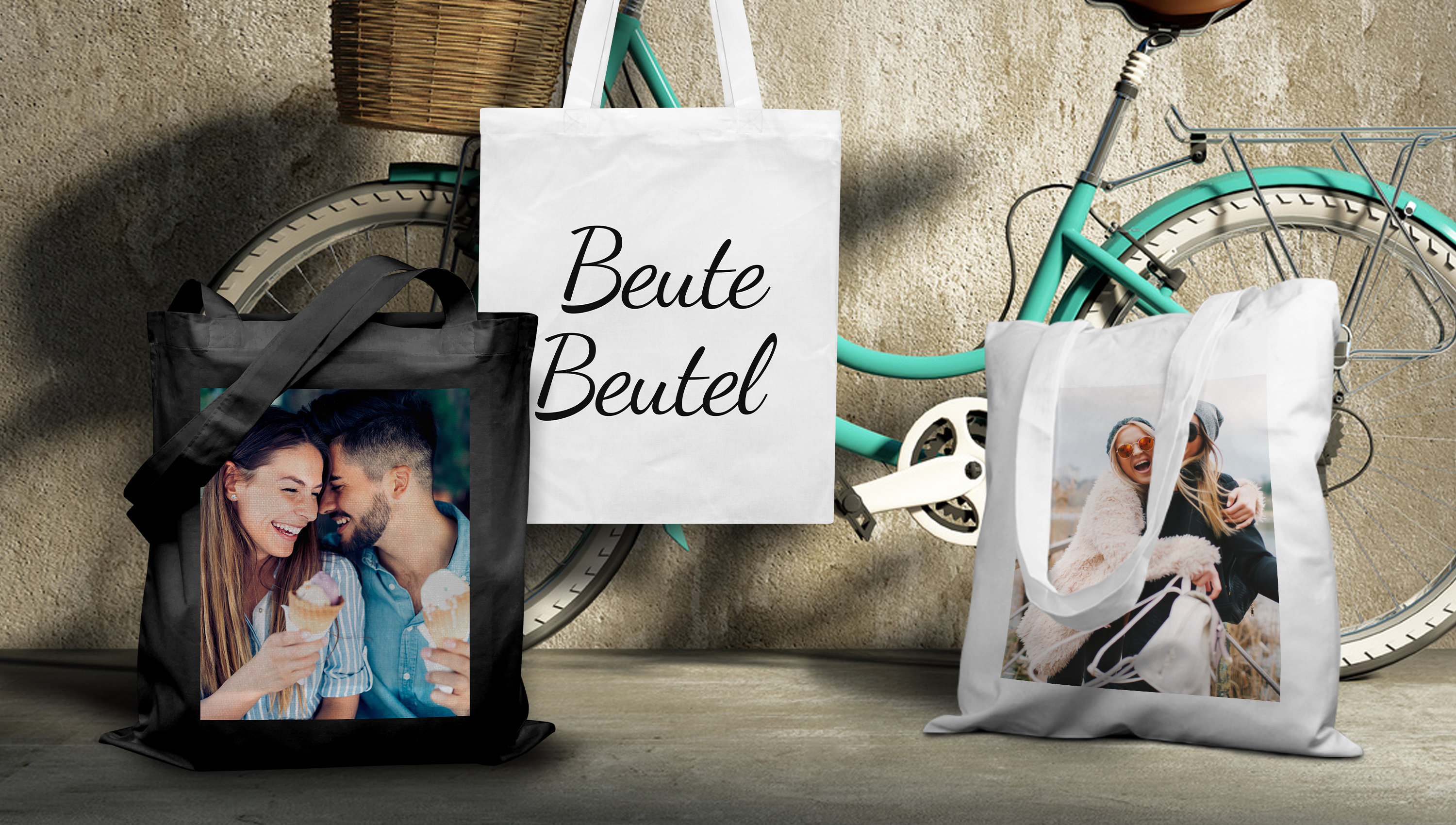 Umweltfreundlichen Jutebeutel bedrucken mit Foto, Namen oder Wunsch-Text