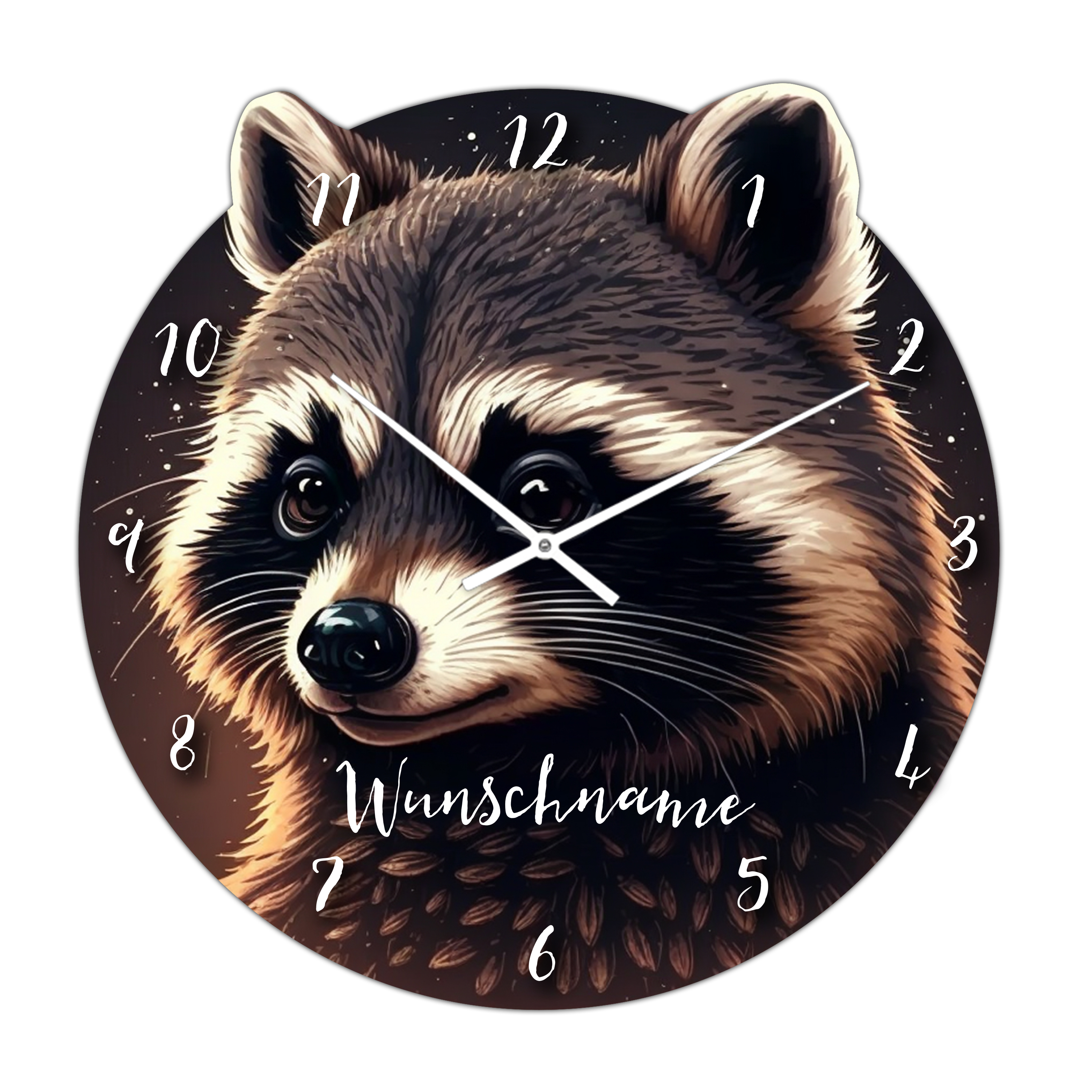 Wanduhr Waschbär