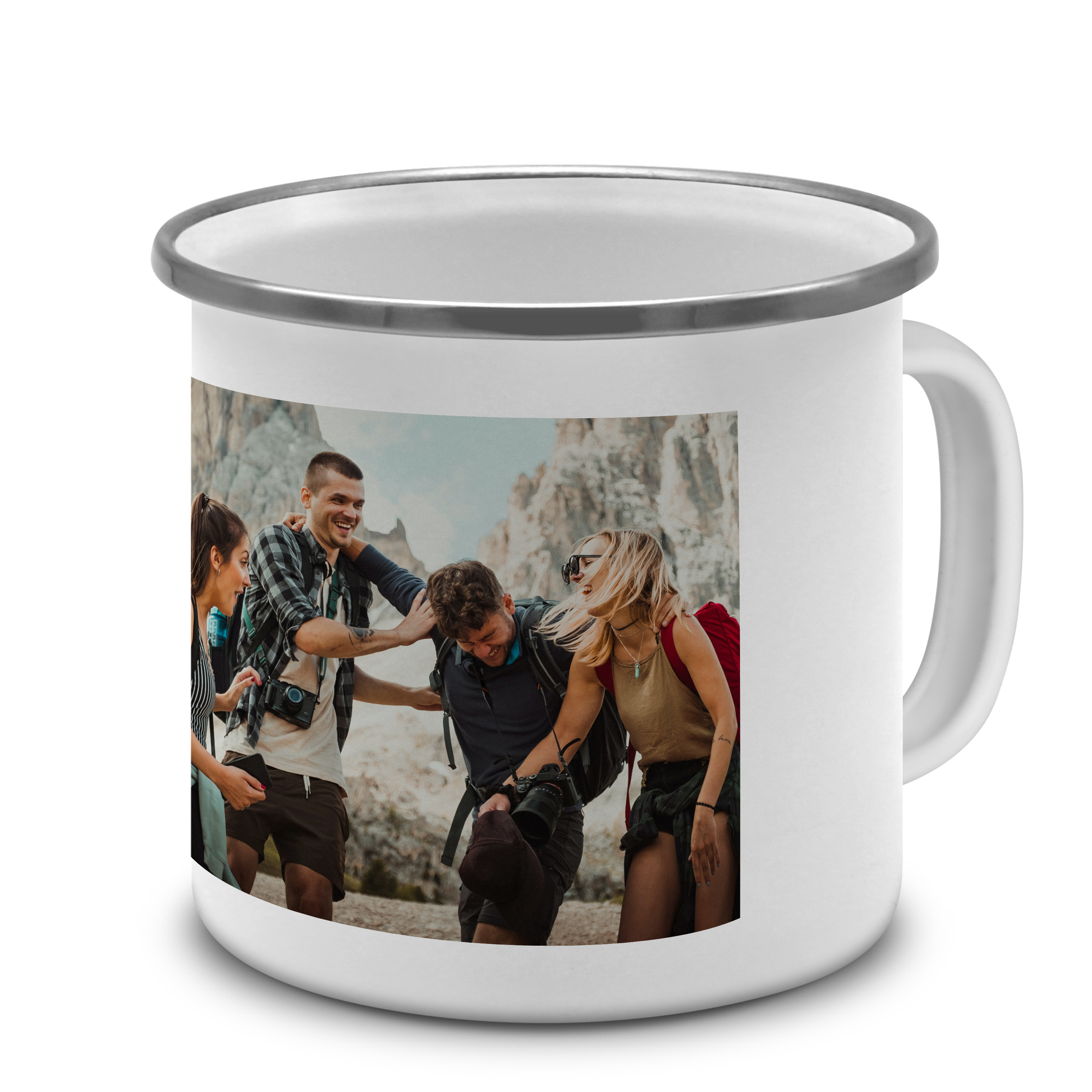 Emaille-Tasse 400 ml Silber
