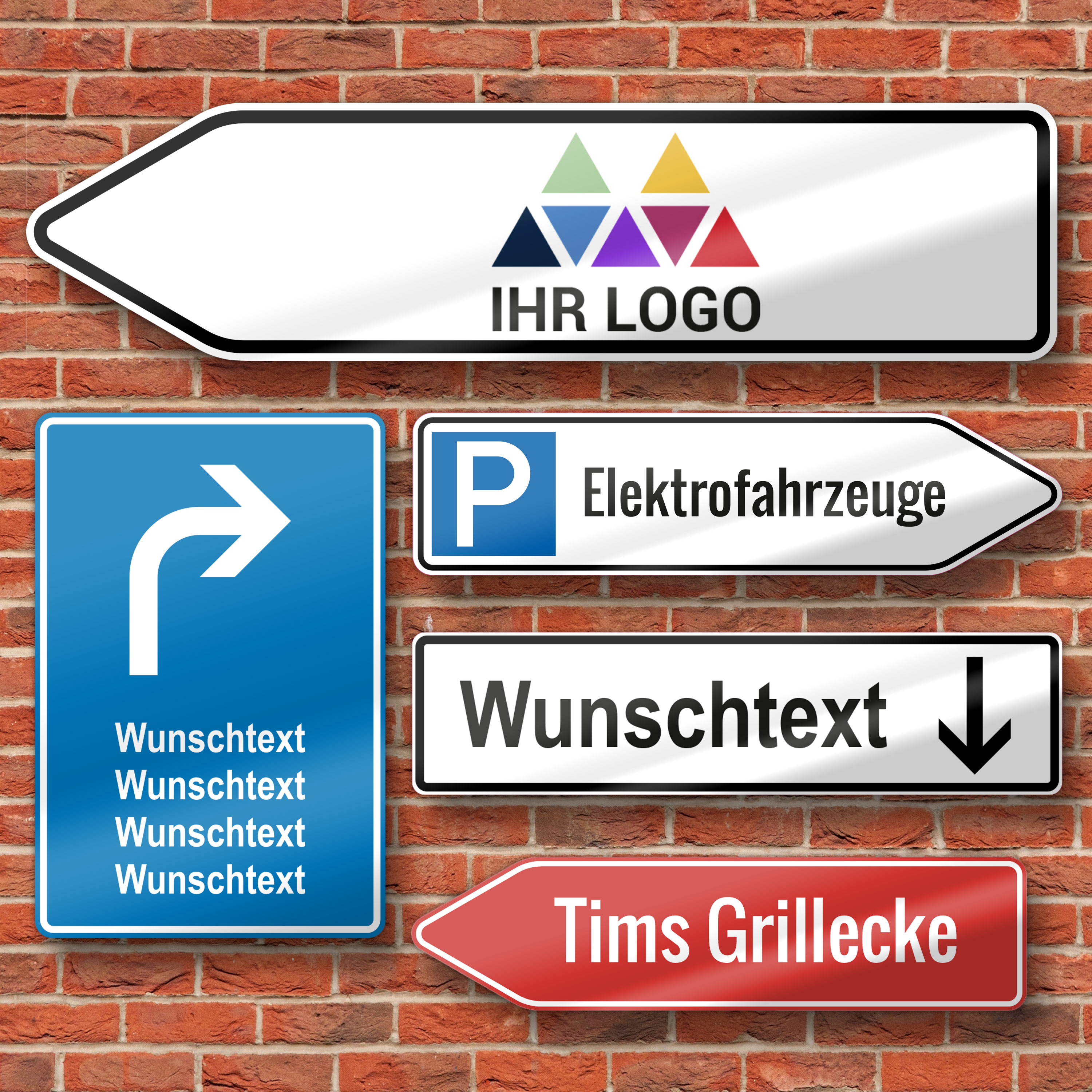 Richtungsschilder mit eigenem Text erstellen