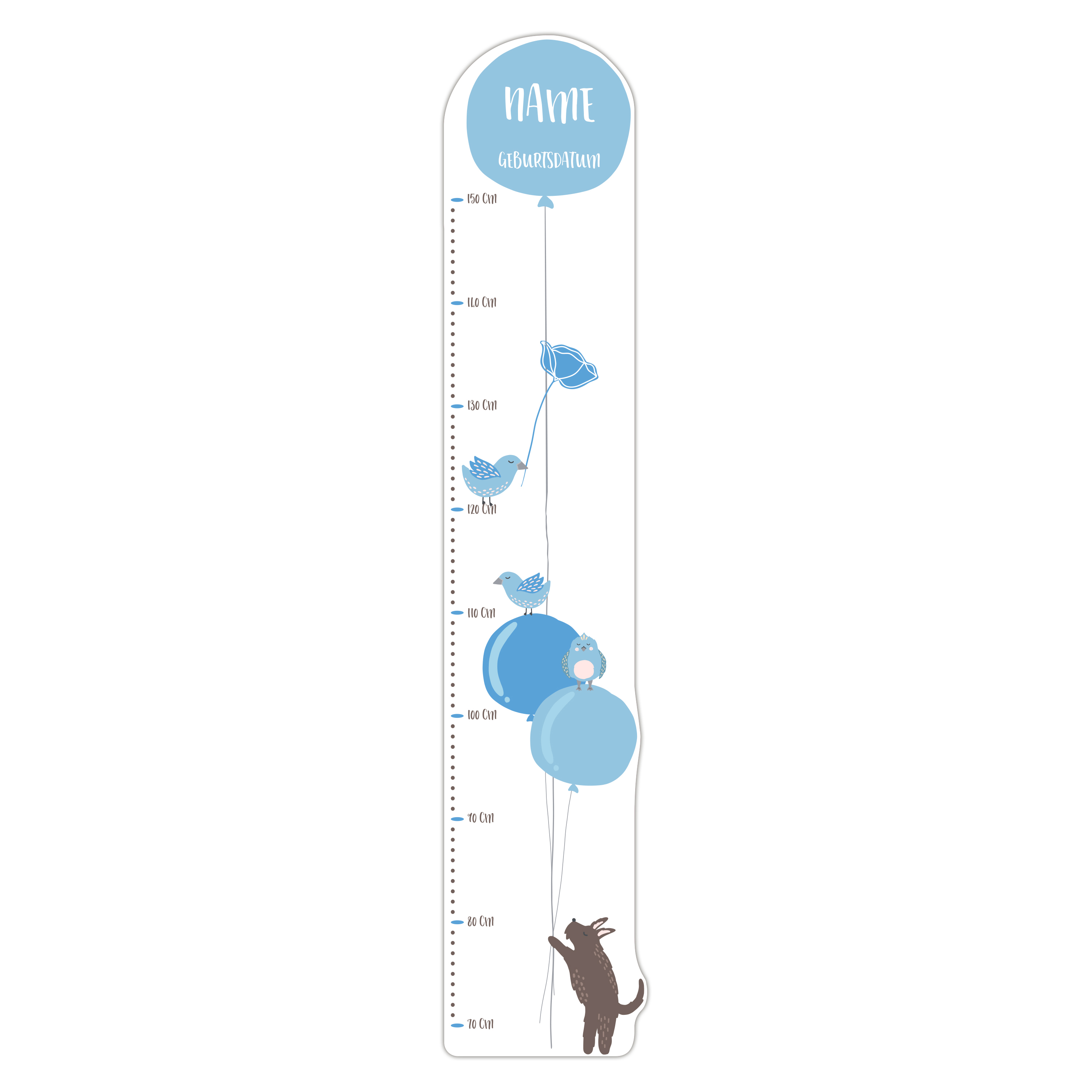 Kindermesslatte Schmal Ballons Blau