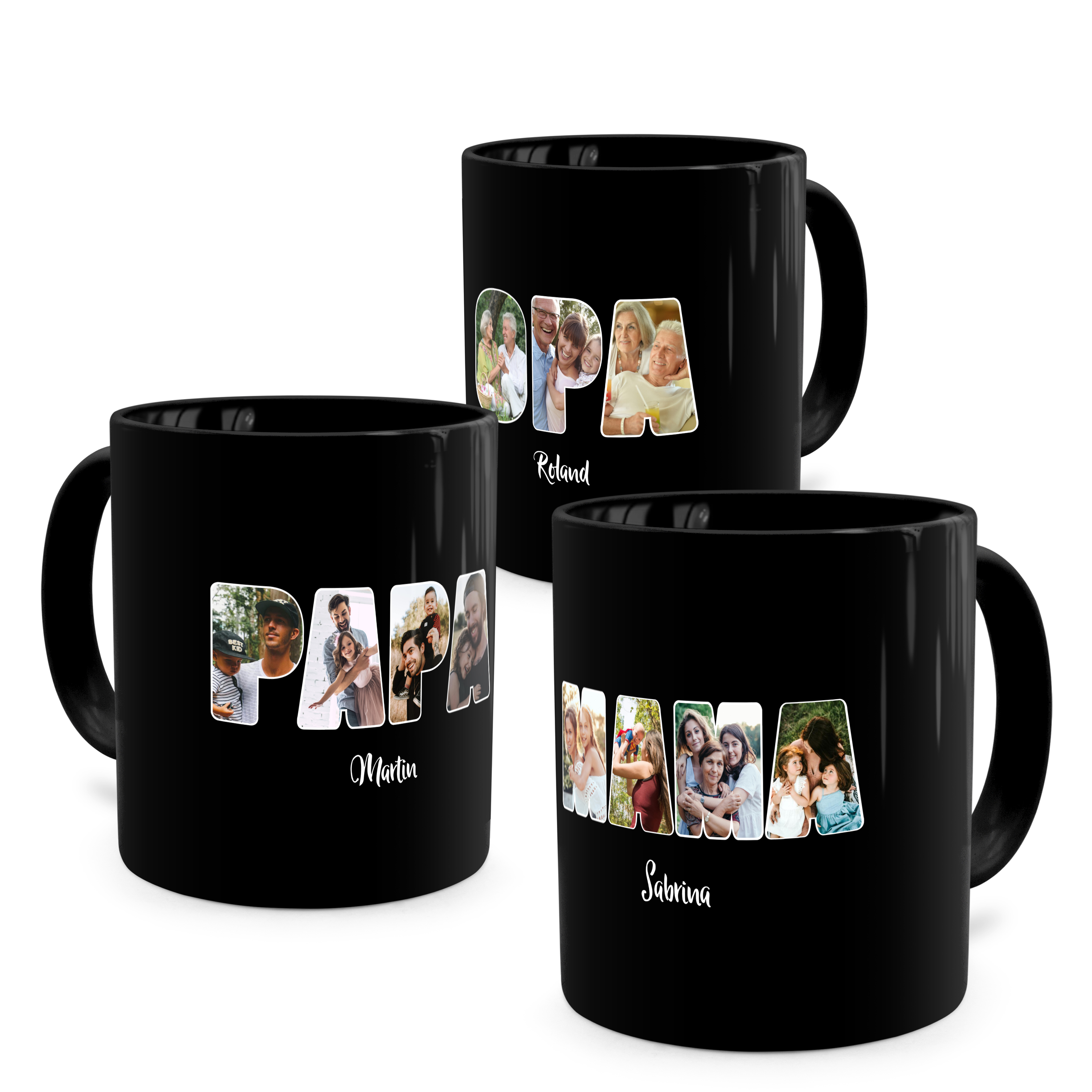 Fotocollagen-Tasse Schwarz