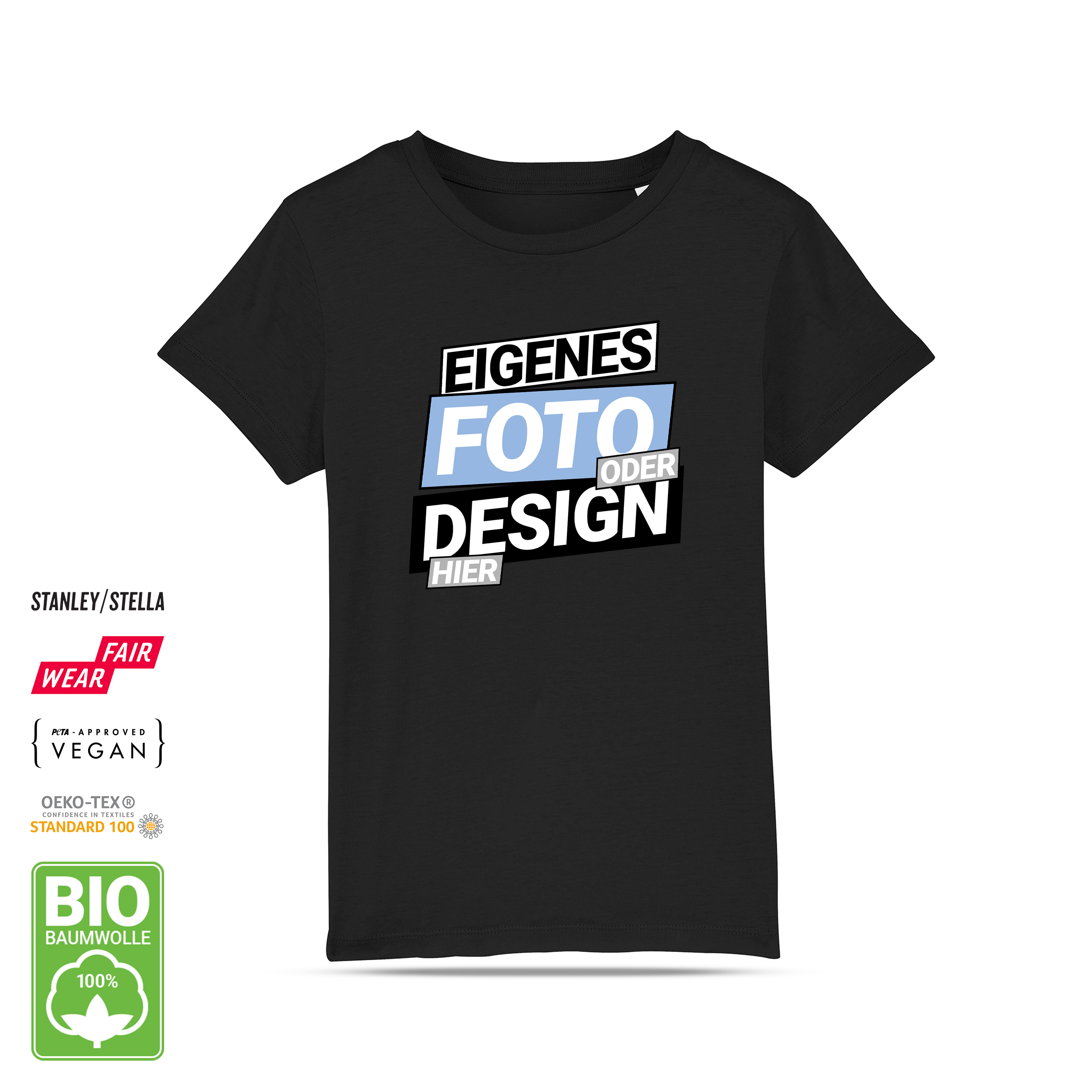 Kinder Bio T-Shirt Schwarz