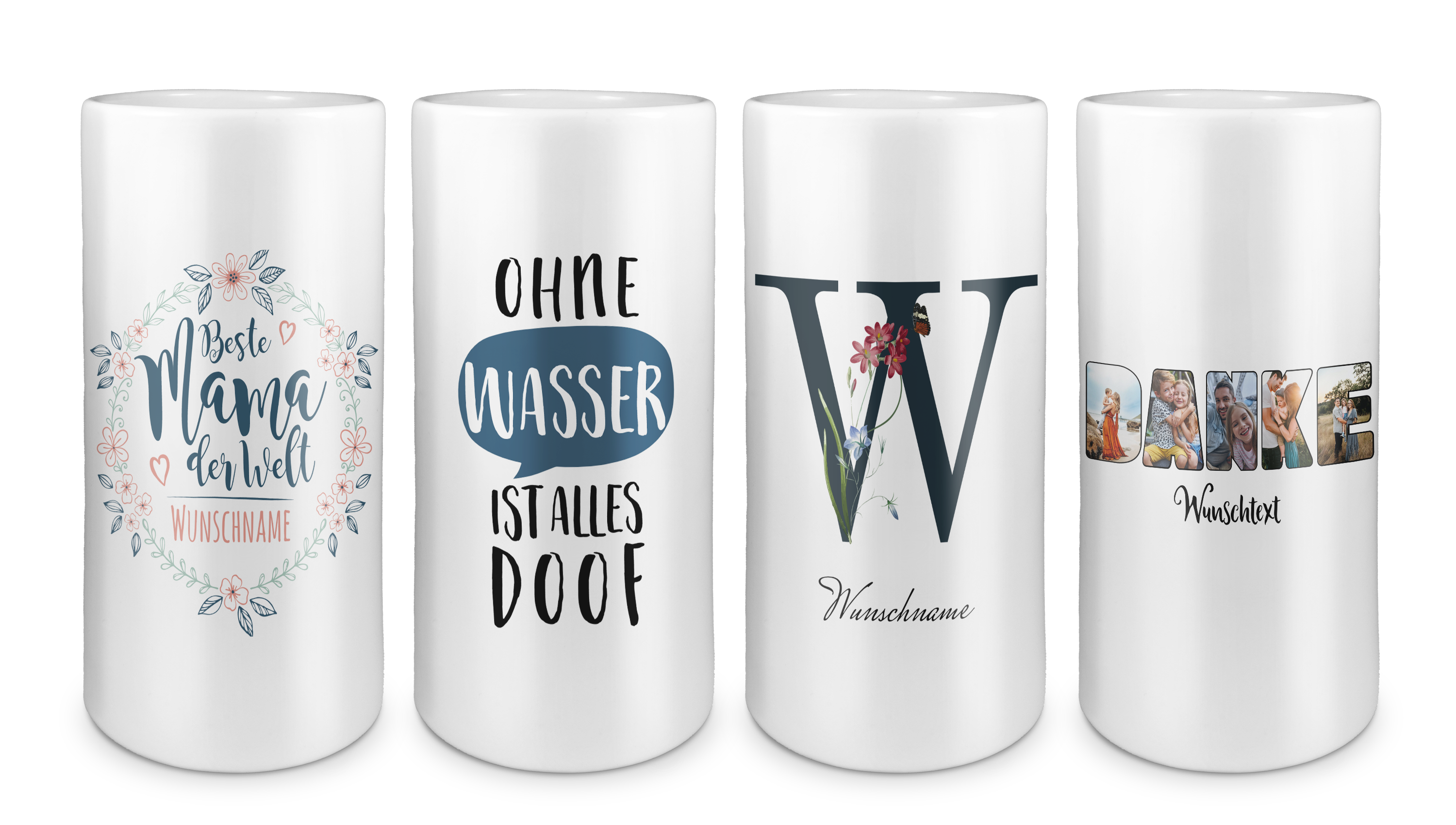 Vase mit Foto, Namen oder Wunschtext bedrucken