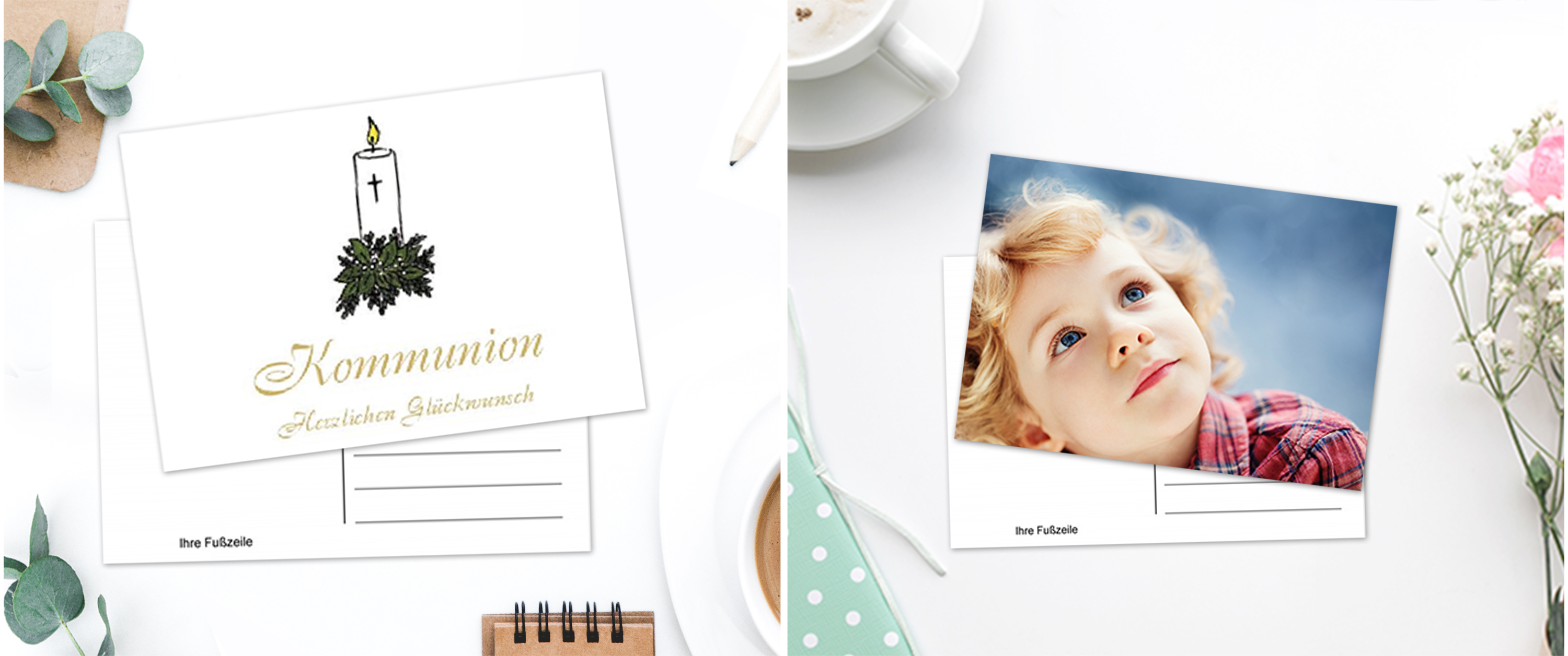 Kommunionskarten mit Foto & Text