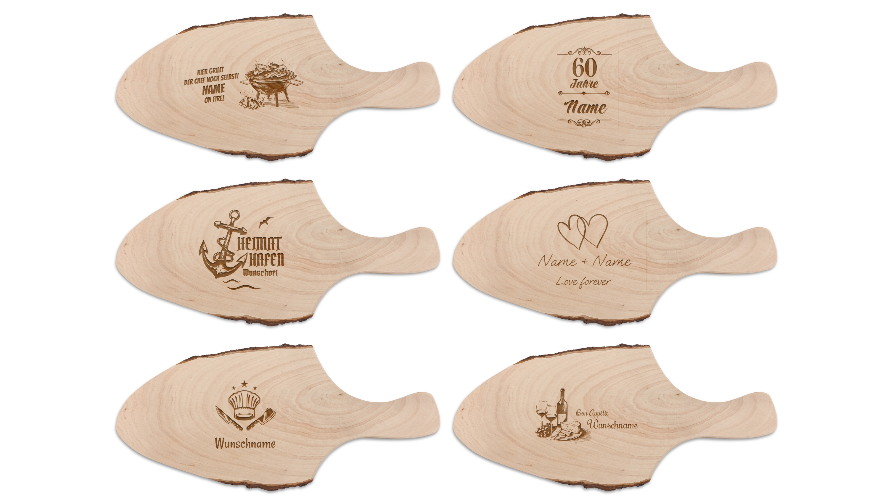 Graviertes Brotzeitbrett mit Rinde selbst gestalten