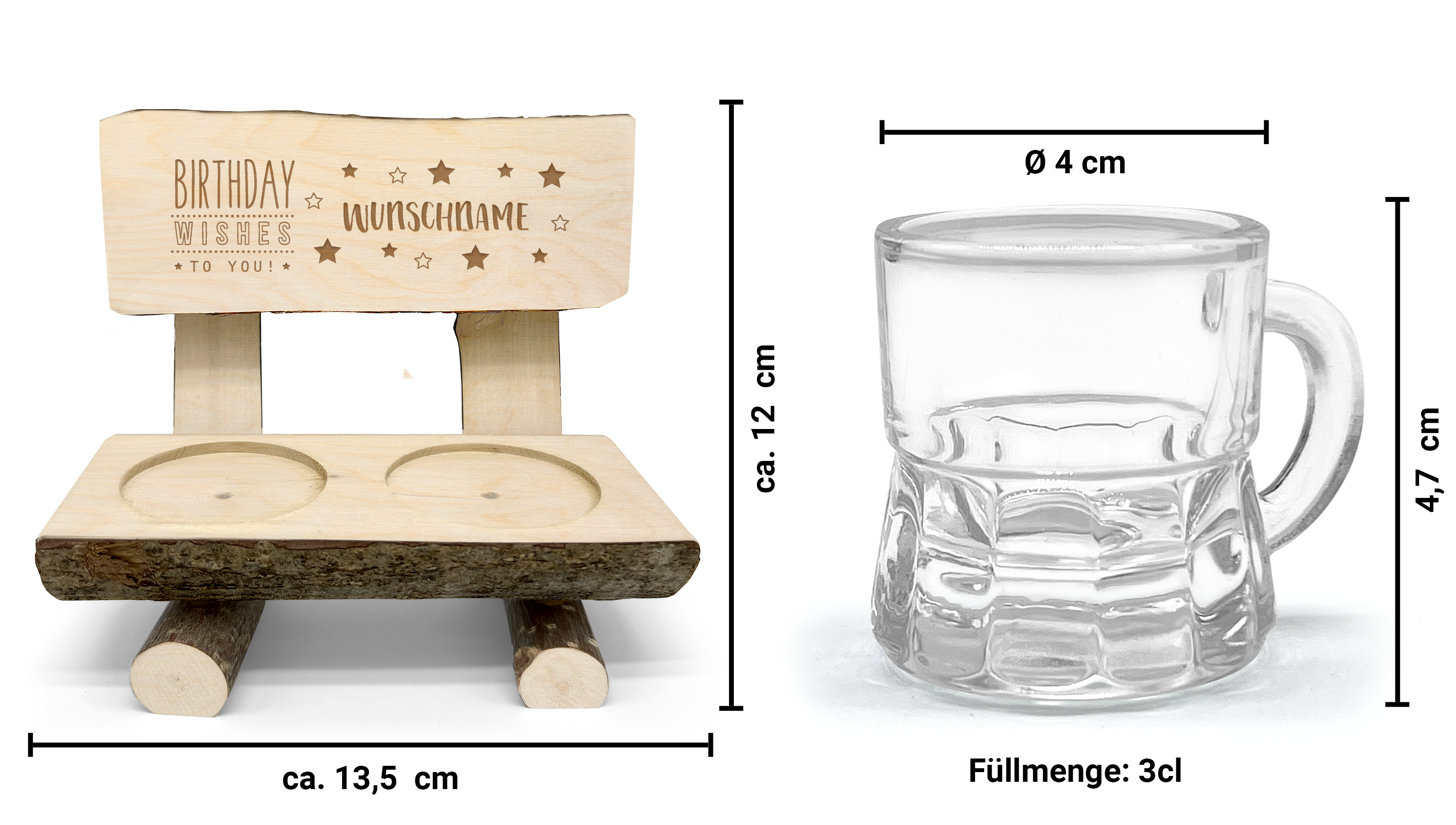 Schnapsbank aus Holz mit Namen oder Wunschtext gravieren lassen