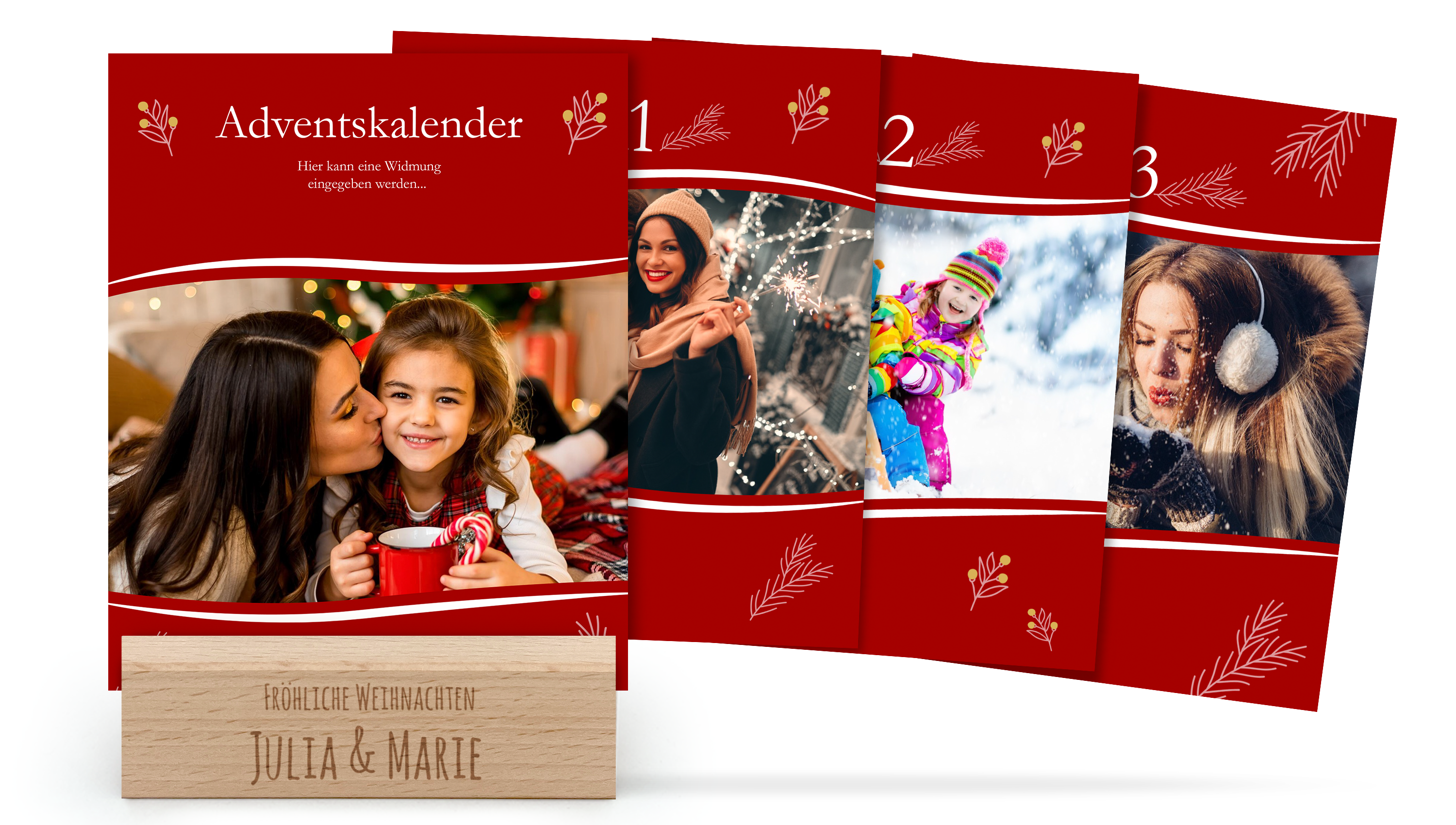 Holzaufsteller Adventskalender mit Fotos selbst gestalten