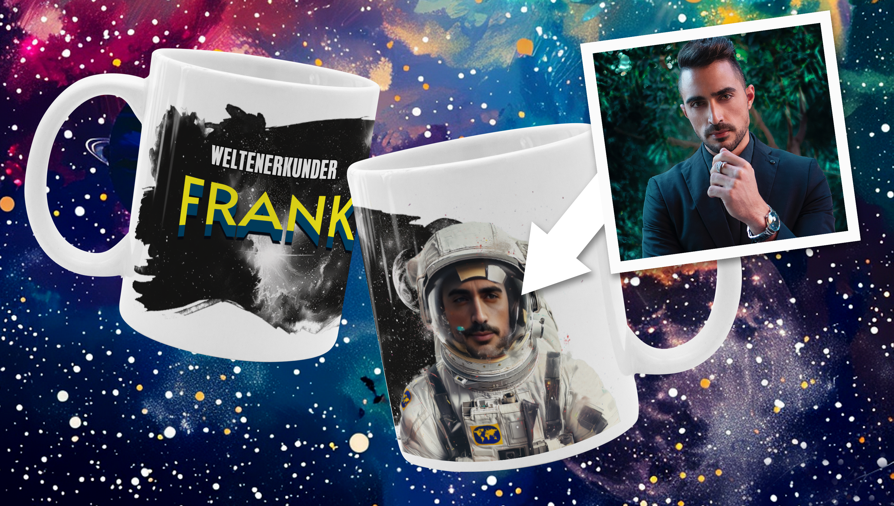 AI Face Swap auf Tassen drucken lassen