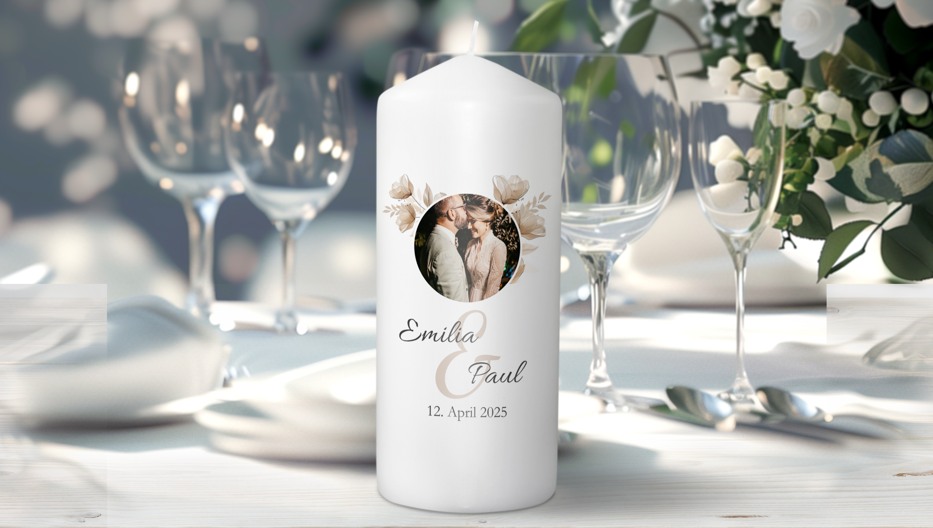Personalisierte Kerze zur Hochzeit für Ihr liebstes Brautpaar