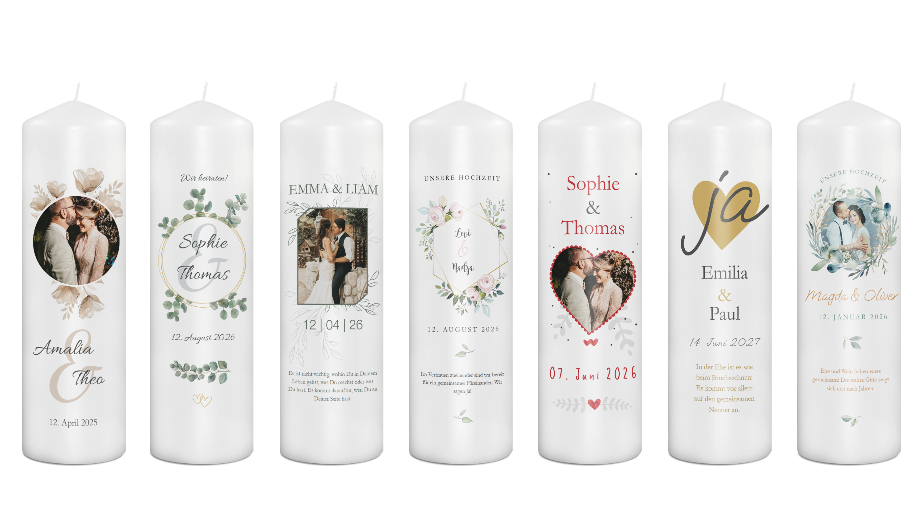 Kerzen zur Trauung online bedrucken lassen
