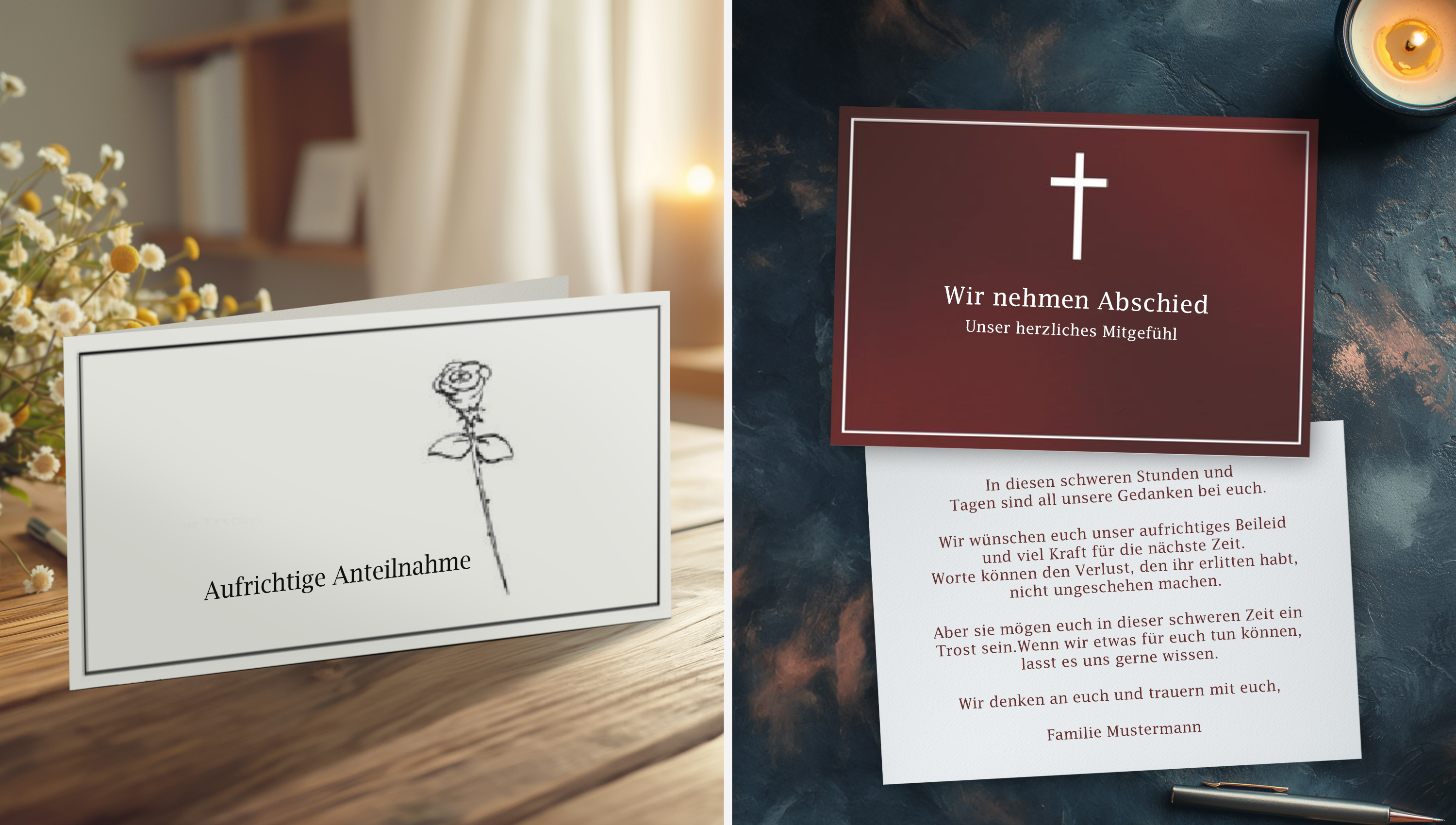 Stilvolle Trauerkarten selbst gestalten