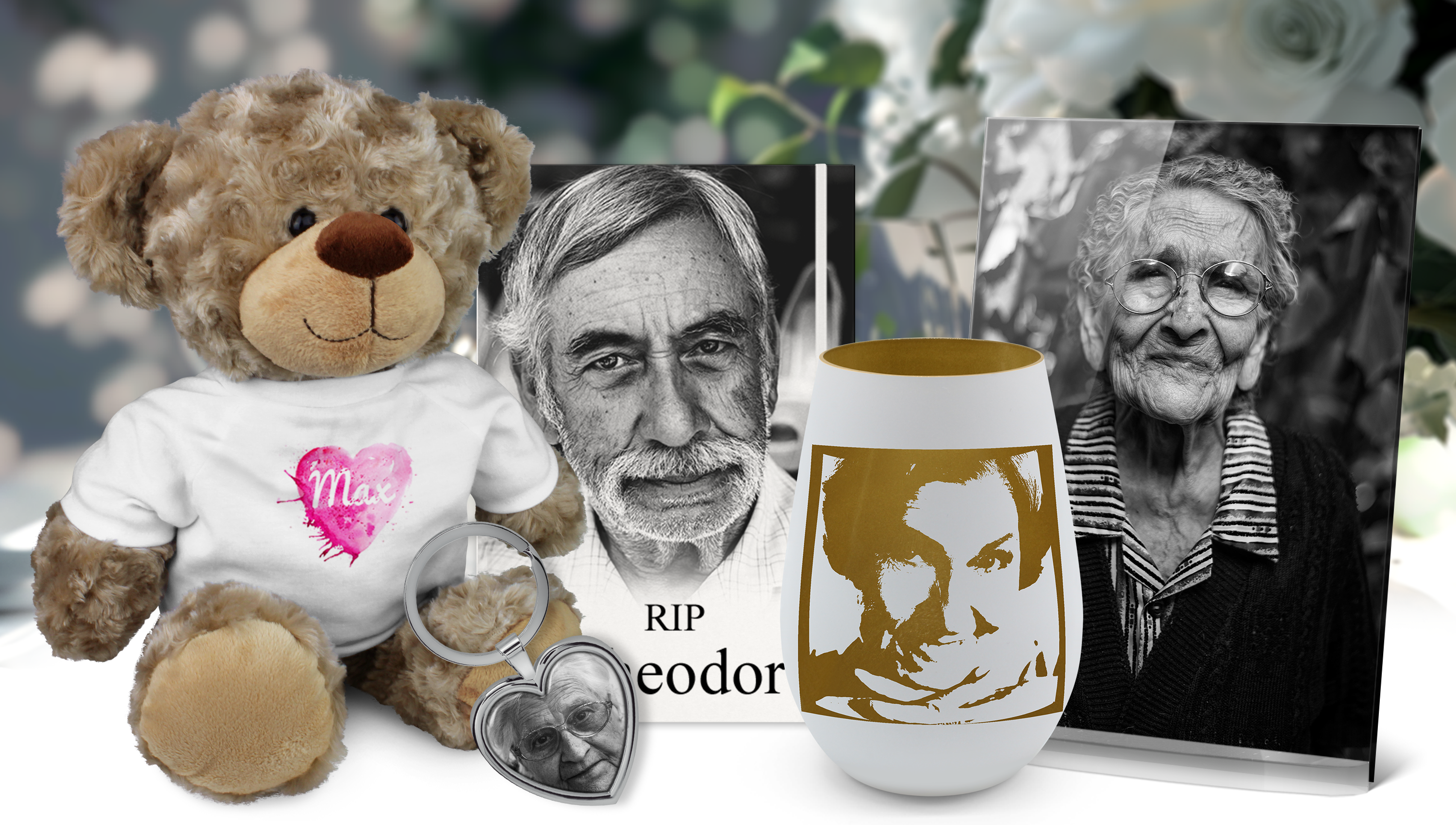 Geschenke für Trauernde mit Foto, Namen und eigenem Text