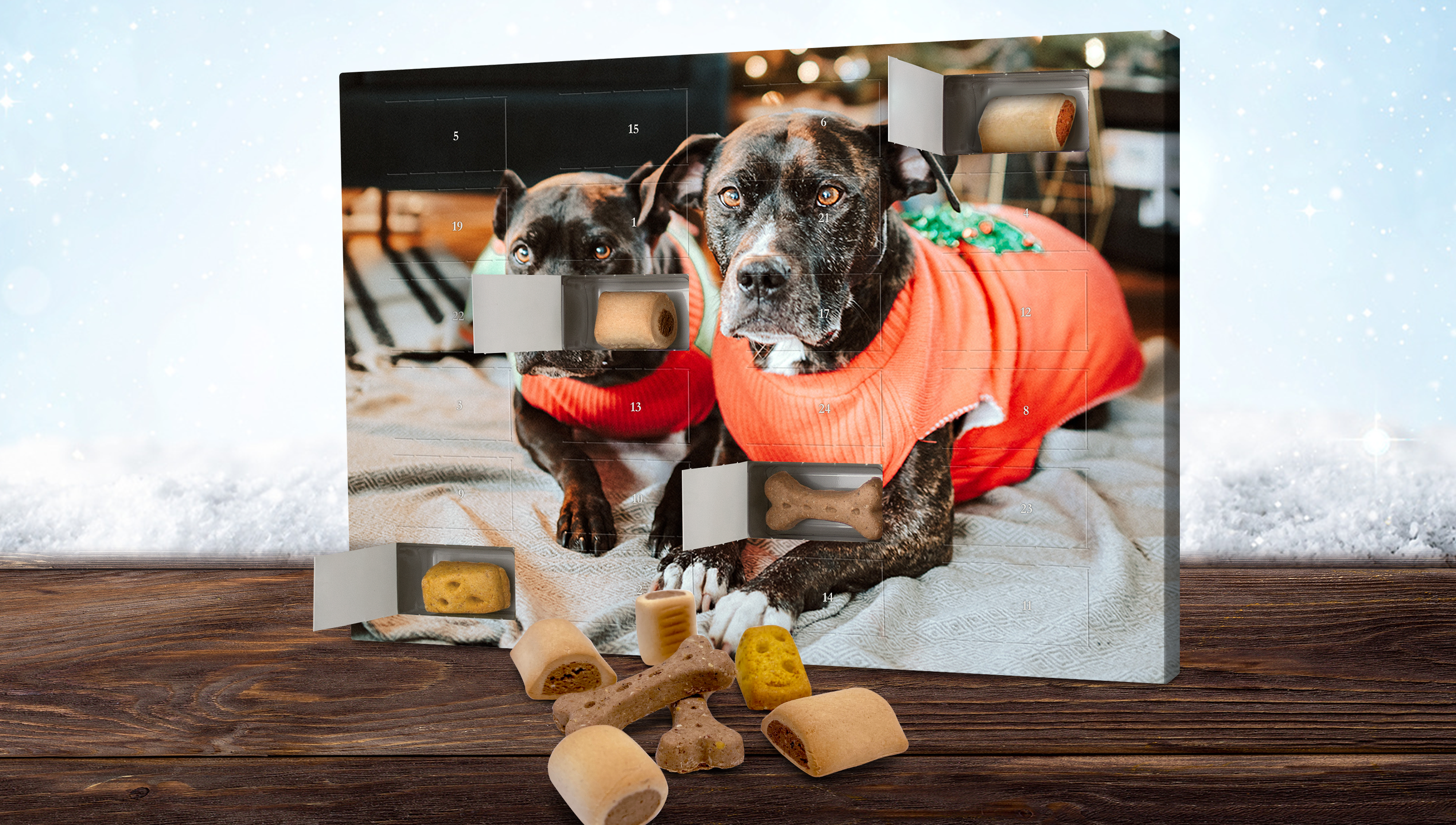 Foto-Weihnachtskalender mit Schokolade, Tee, Duftkerzen, Bildern oder zum Selbstbefüllen