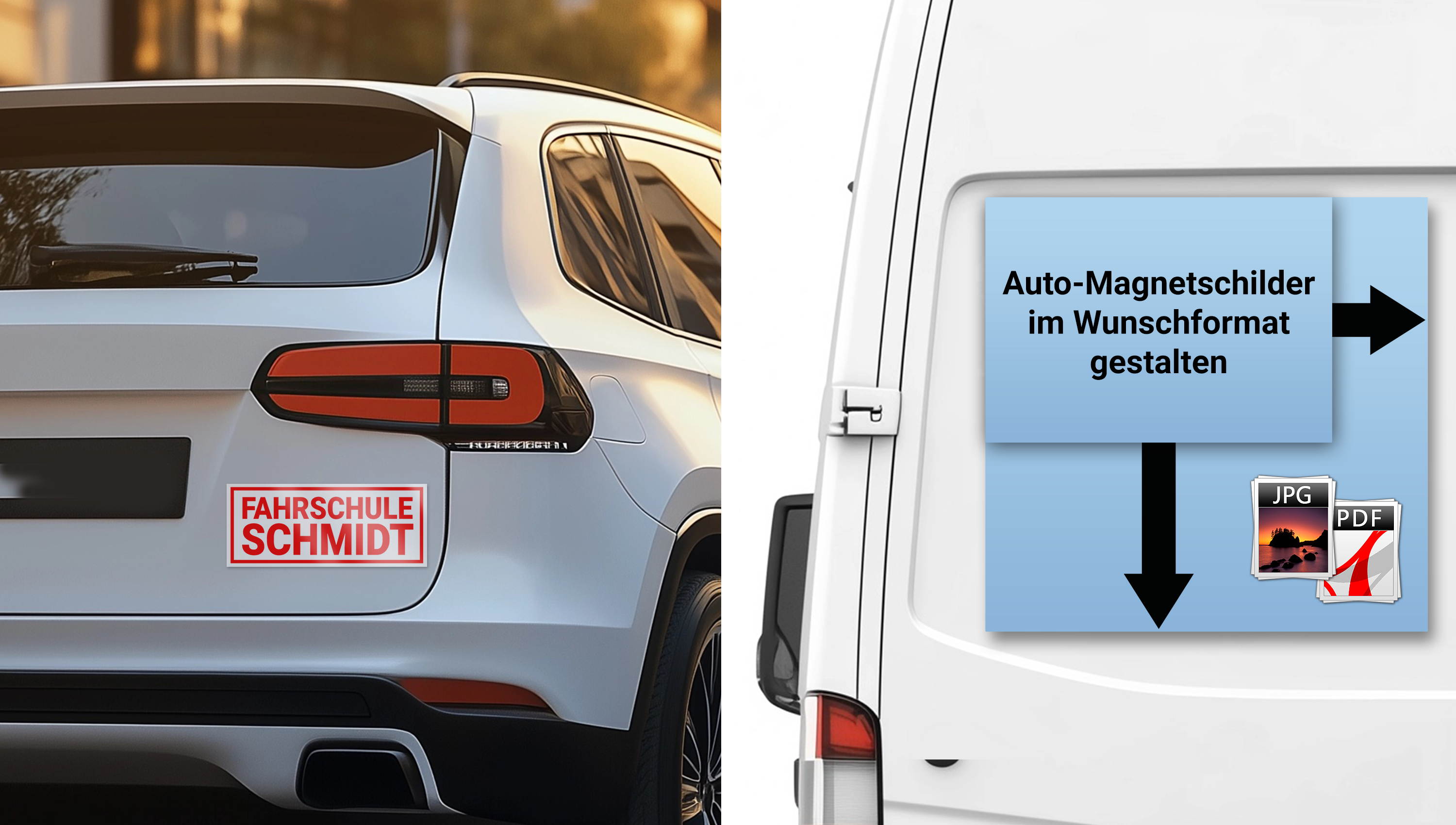 Magnetschilder zum Beschriften mit Logo, eigenem Motiv oder Text