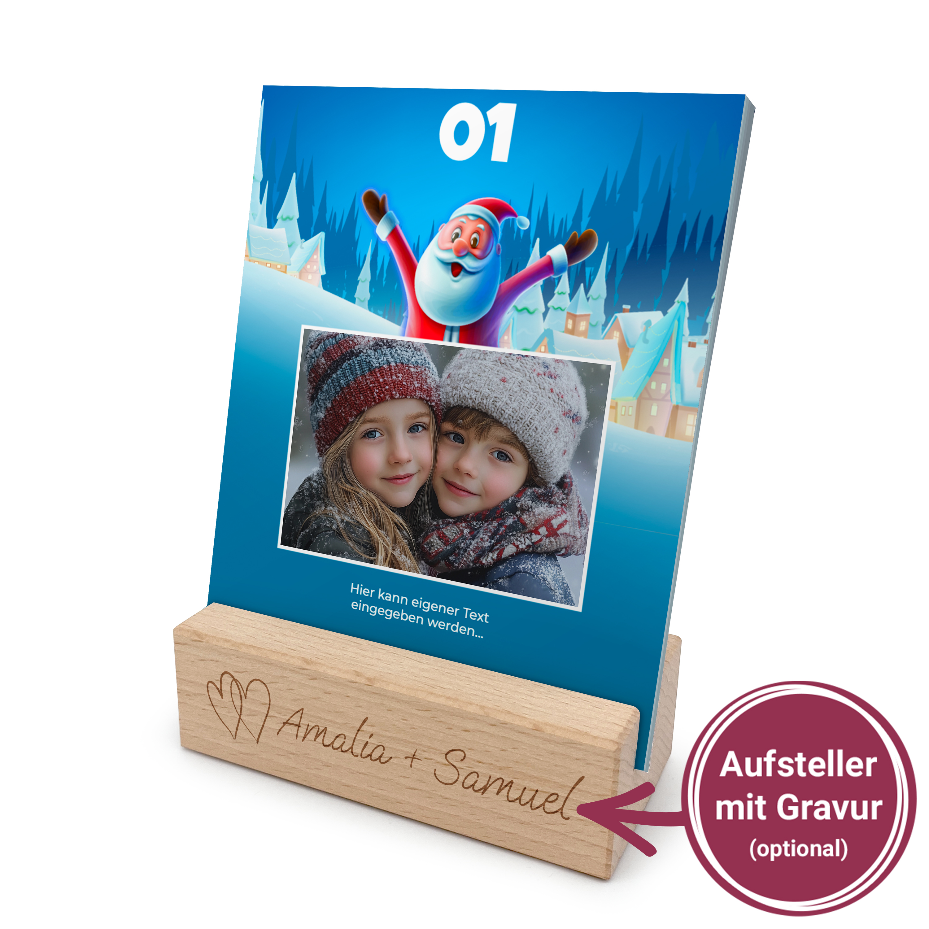 Adventskalender mit Holzaufsteller