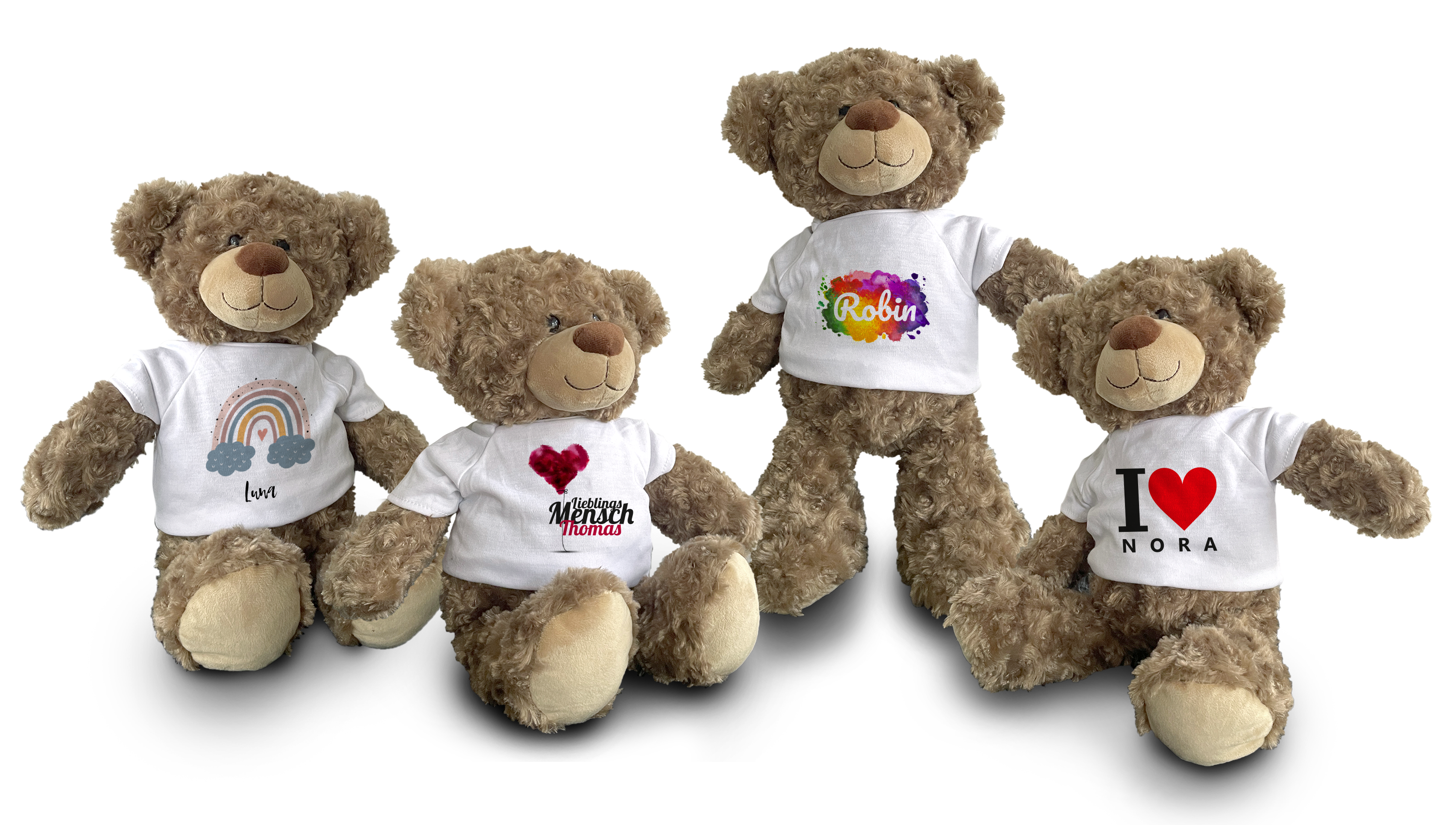 Teddybär mit Foto – Stoffteddy in Weiß oder Beige