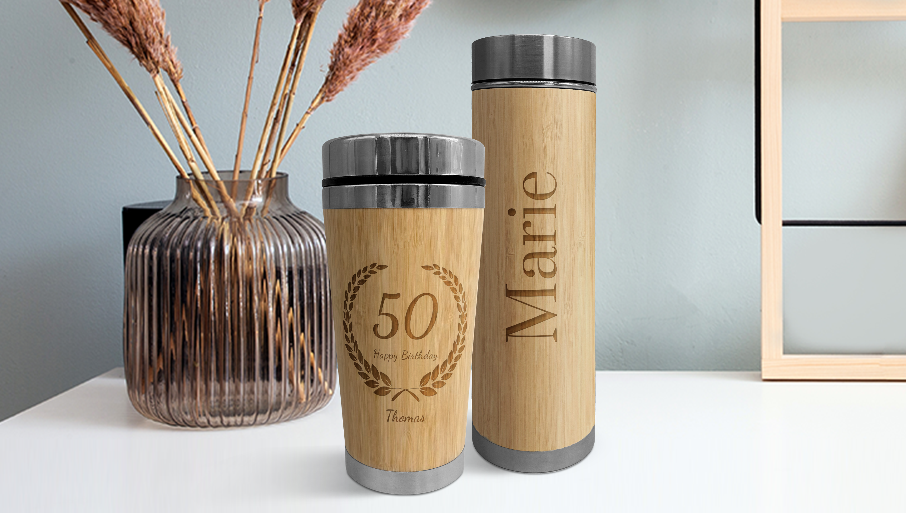 Personalisierte Trinkflasche mit Namen, Foto oder Text gestalten