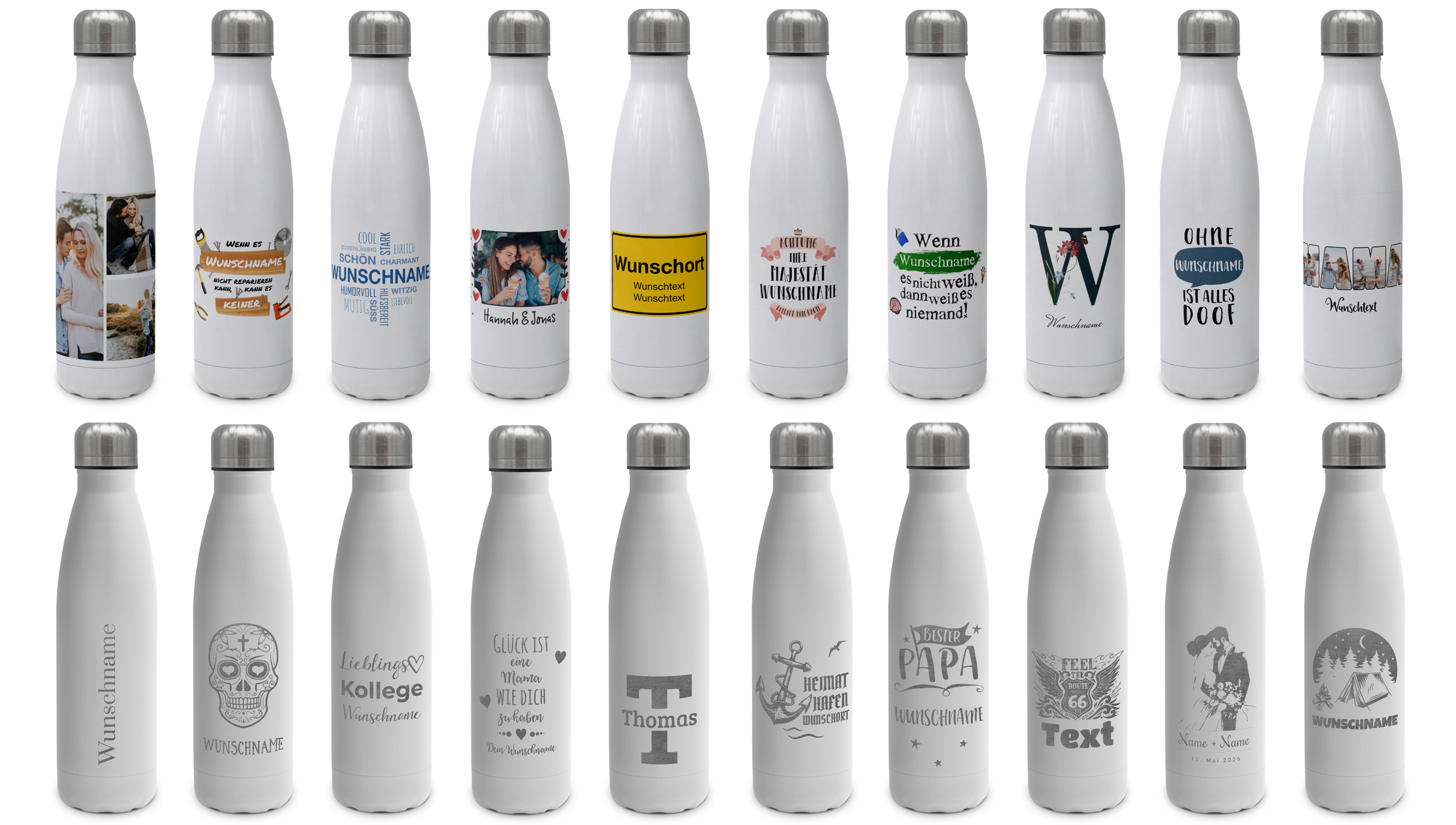 Trinkflaschen gravieren: Trinkflasche mit Gravur selbst gestalten