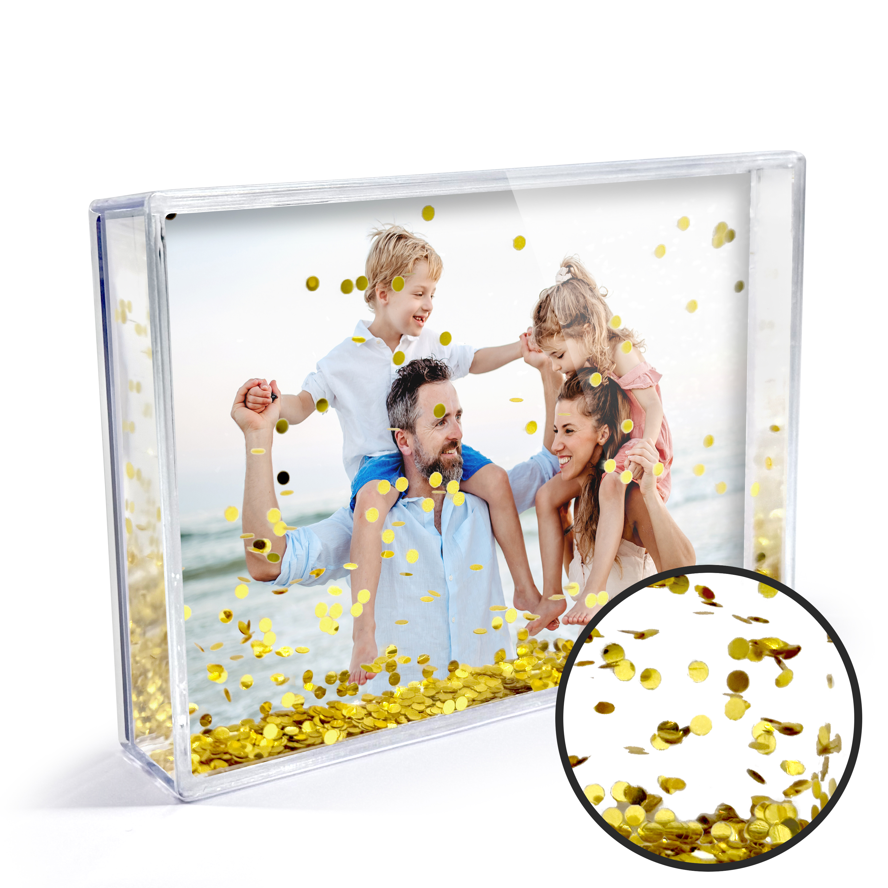 Schüttelrahmen Gold Konfetti
